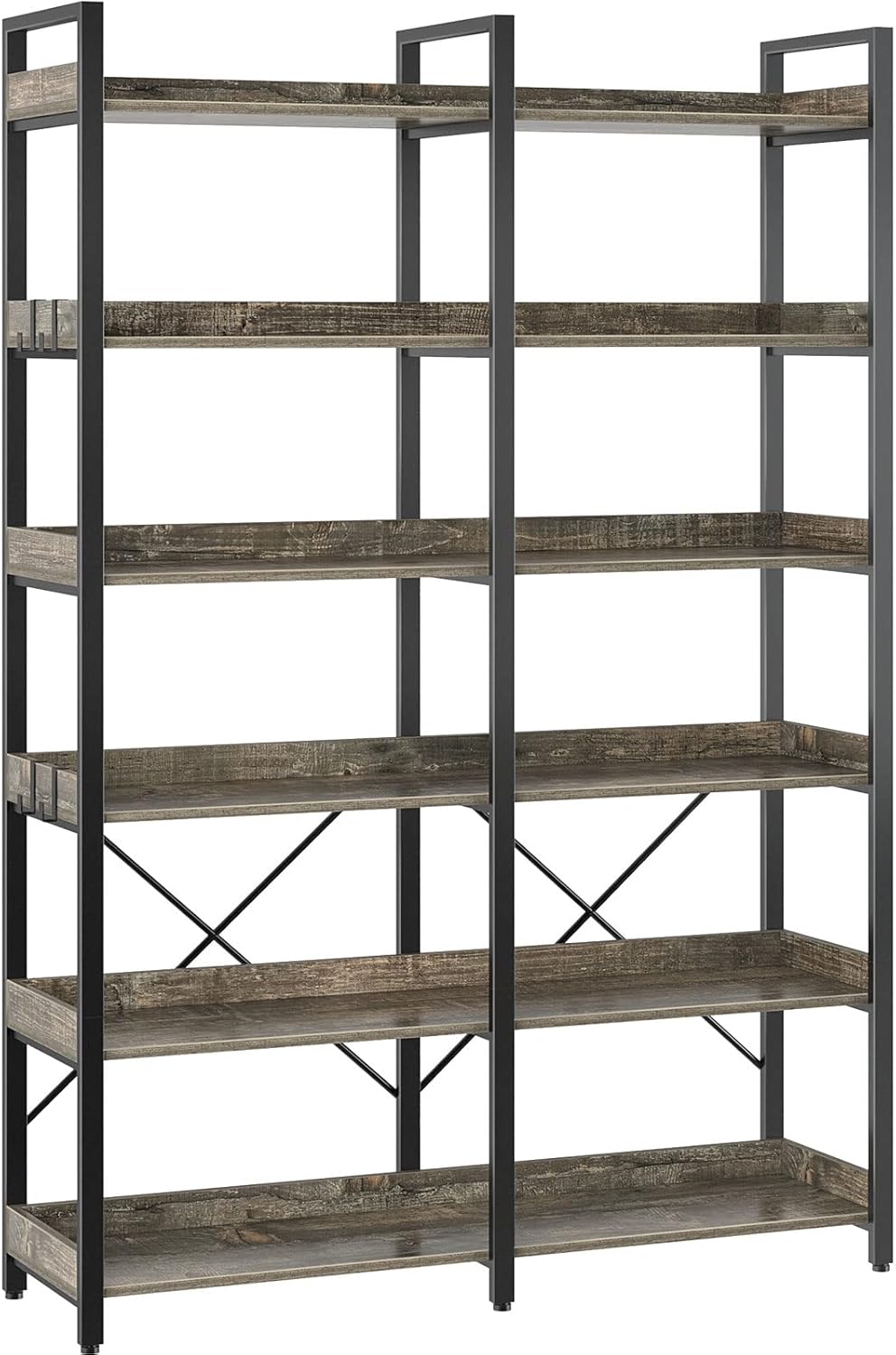 Seventable 6 Tier Industrial Wooden Bookshelf for Vintage Storage