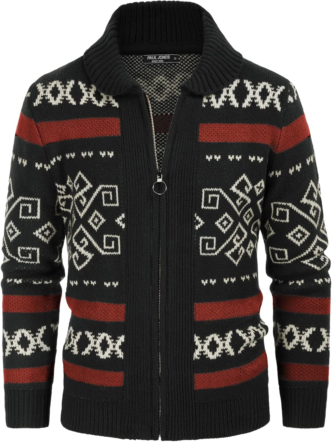 PJ PAUL JONES Men's Casual Curling Sweater Cardigans Full Zip