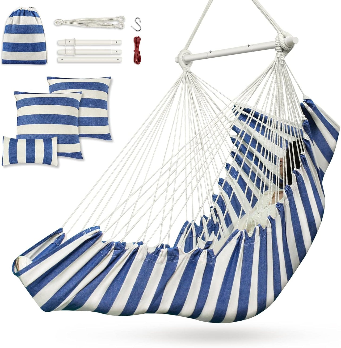 Hammock Chair with Cushions and Foot Rest for Ultimate Comfort