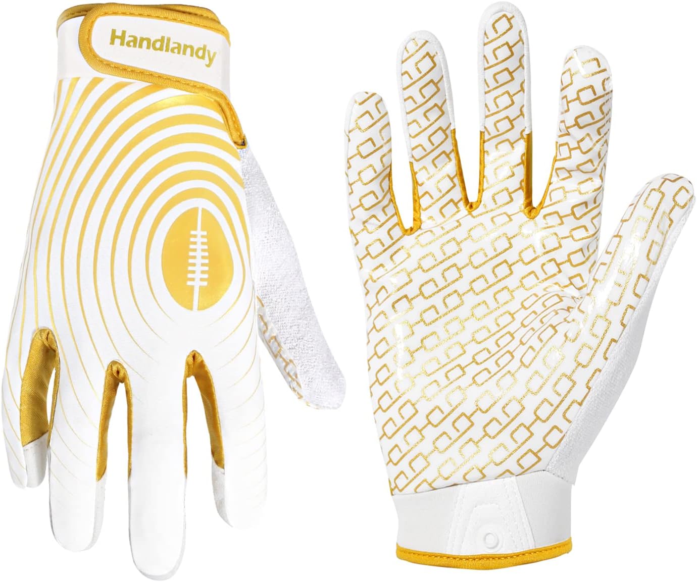 Sticky White & Gold Football Gloves by HANDLANDY