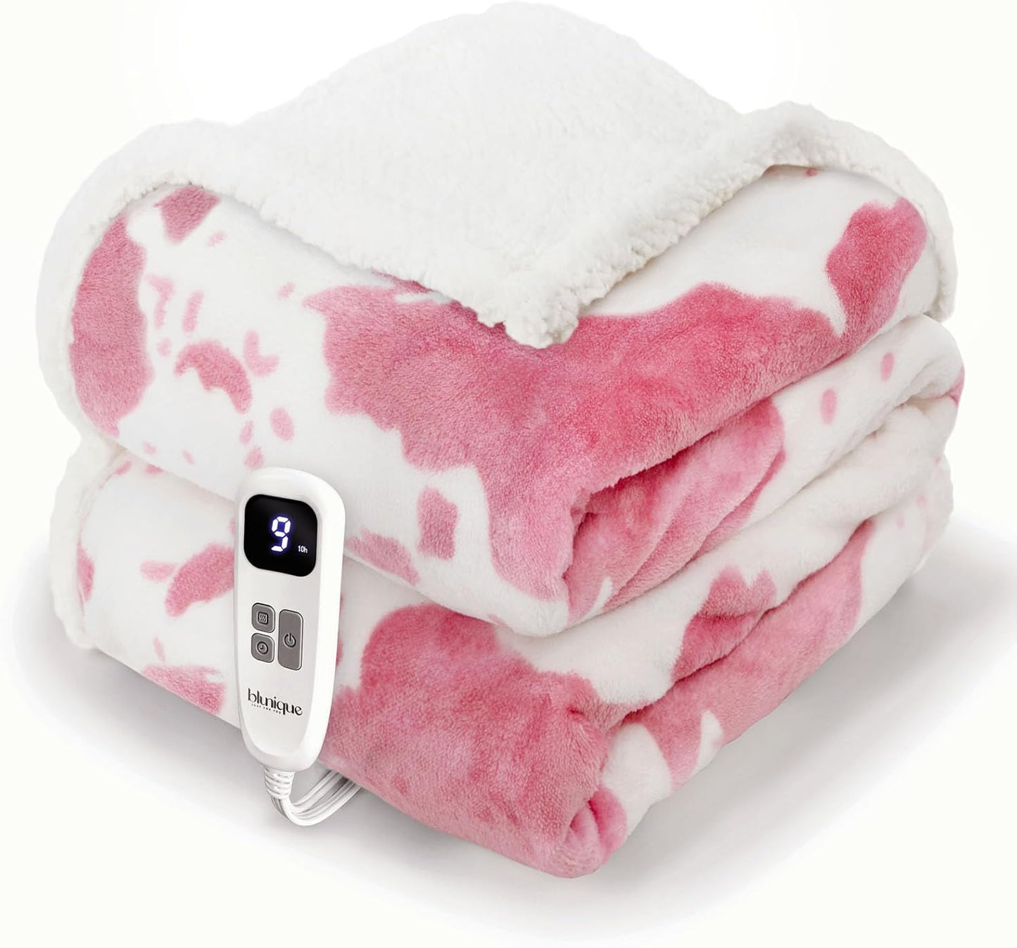 Cow Print Heated Throw Blanket with 10 Heat Levels for Comfort