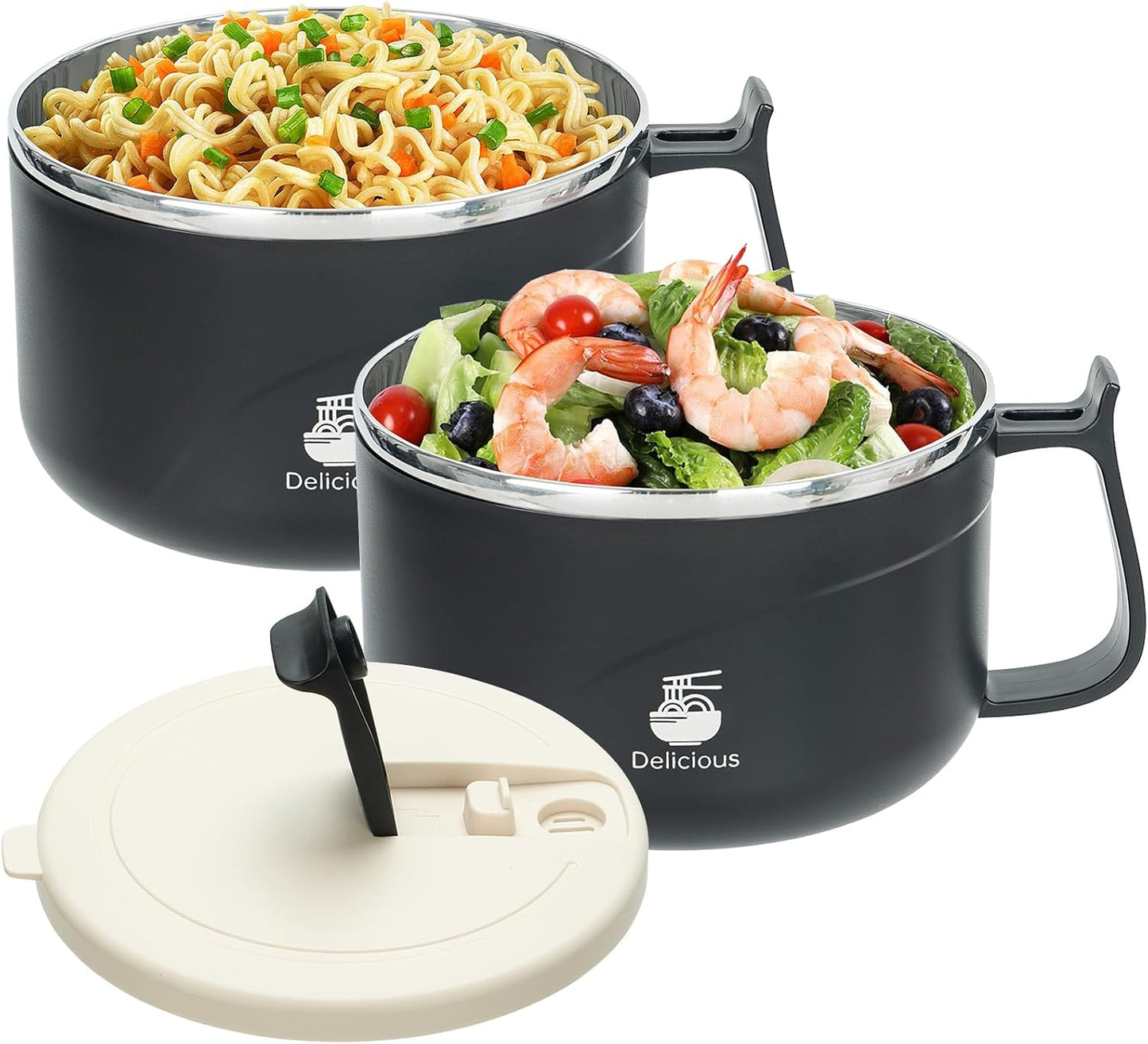 304 Stainless Steel Microwave Ramen Bowl - Anti-Scalding & Insulated