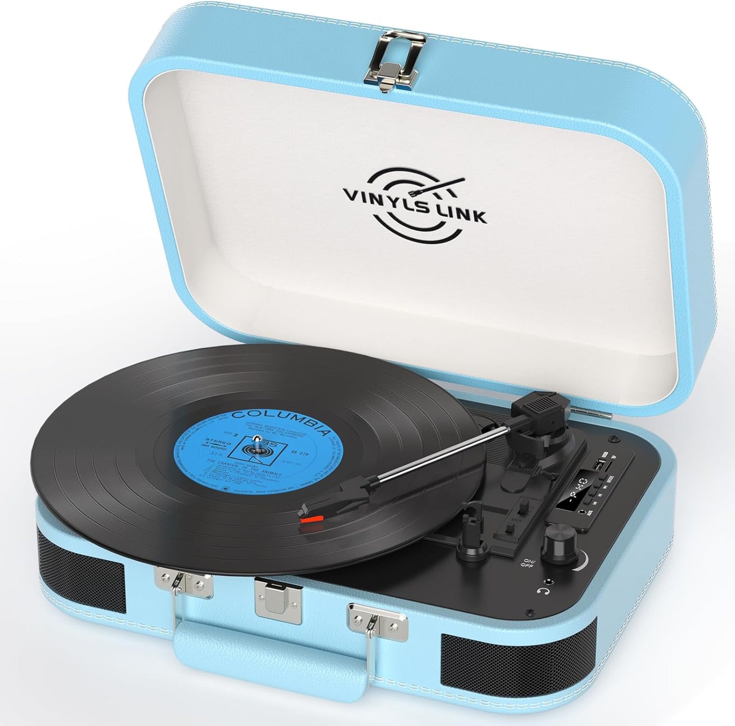 Vinyl Record Player with Bluetooth and USB Recording Features