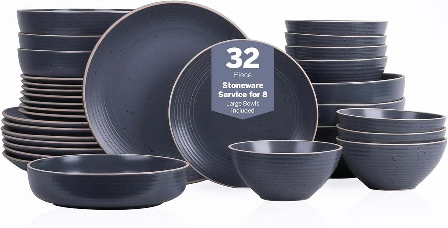 Stone Lain Lauren Stoneware Dinnerware Set for 8, Rustic Charm