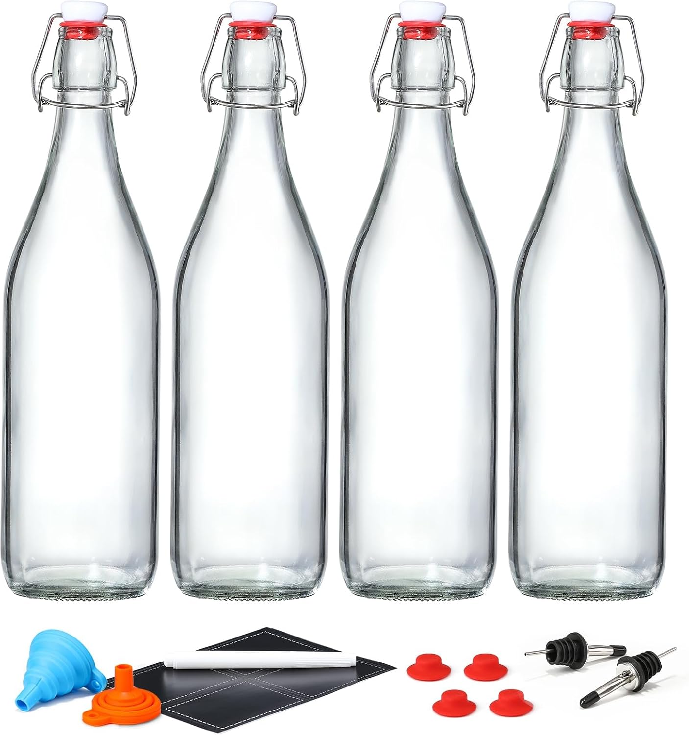 4 Pack Swing Top Glass Bottles for Home Brewing and Storage