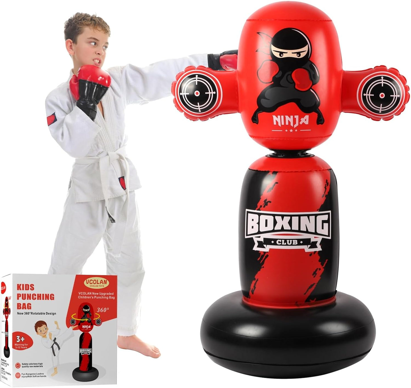 Punching Bag for Kids - Upgraded 360 Rotating Inflatable Toy