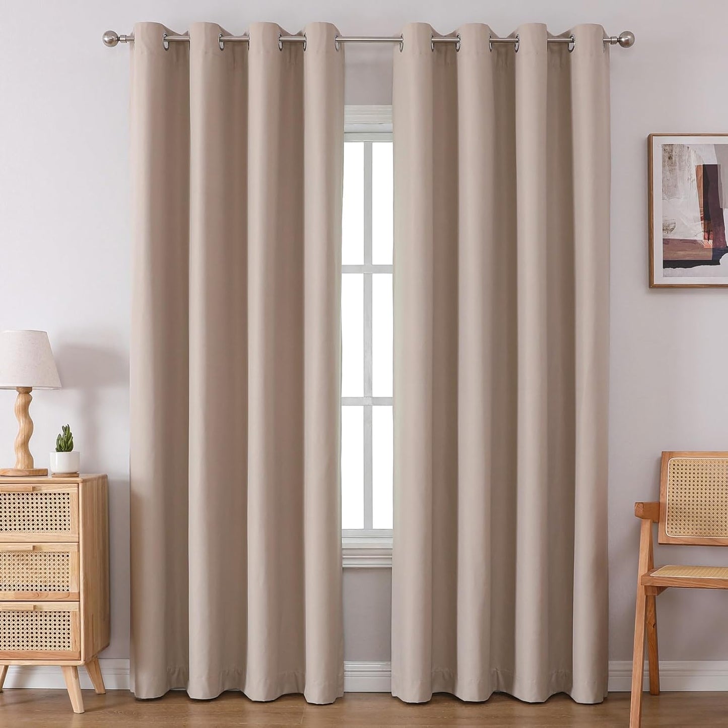 Blackout Khaki Curtain Panels - Room Darkening, Thermal Insulated