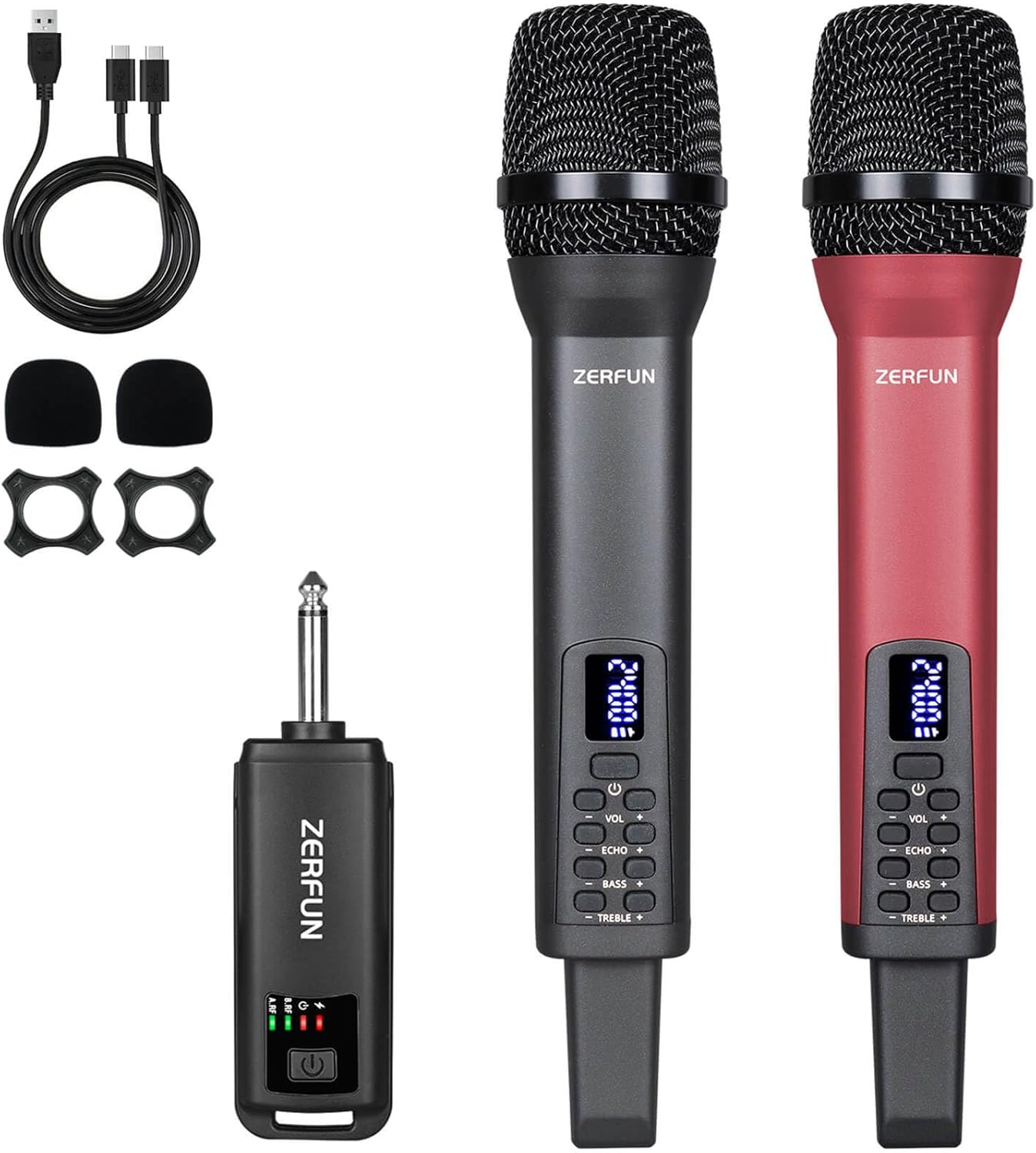 ZERFUN Dual Wireless Microphones - Pro Karaoke Control System
