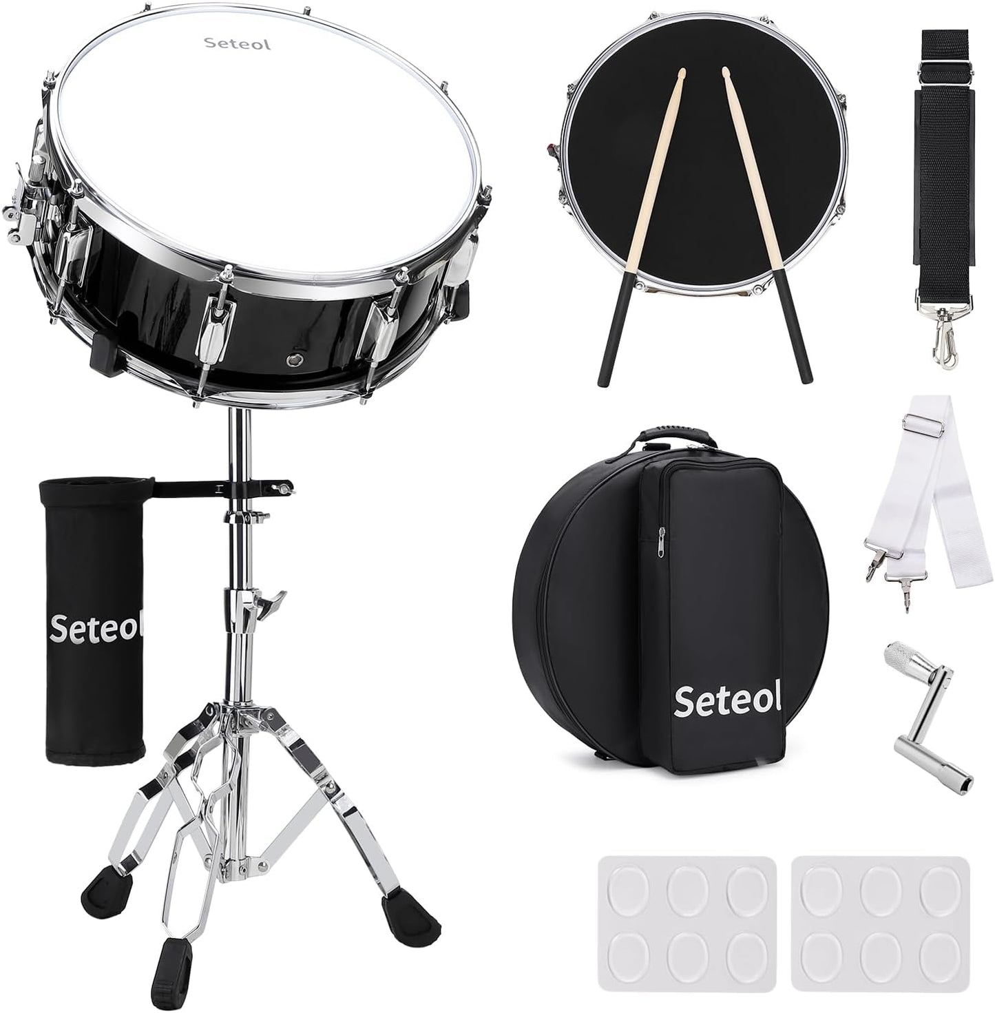 14x5.5 Snare Drum Set with Stand, Bag, and Accessories