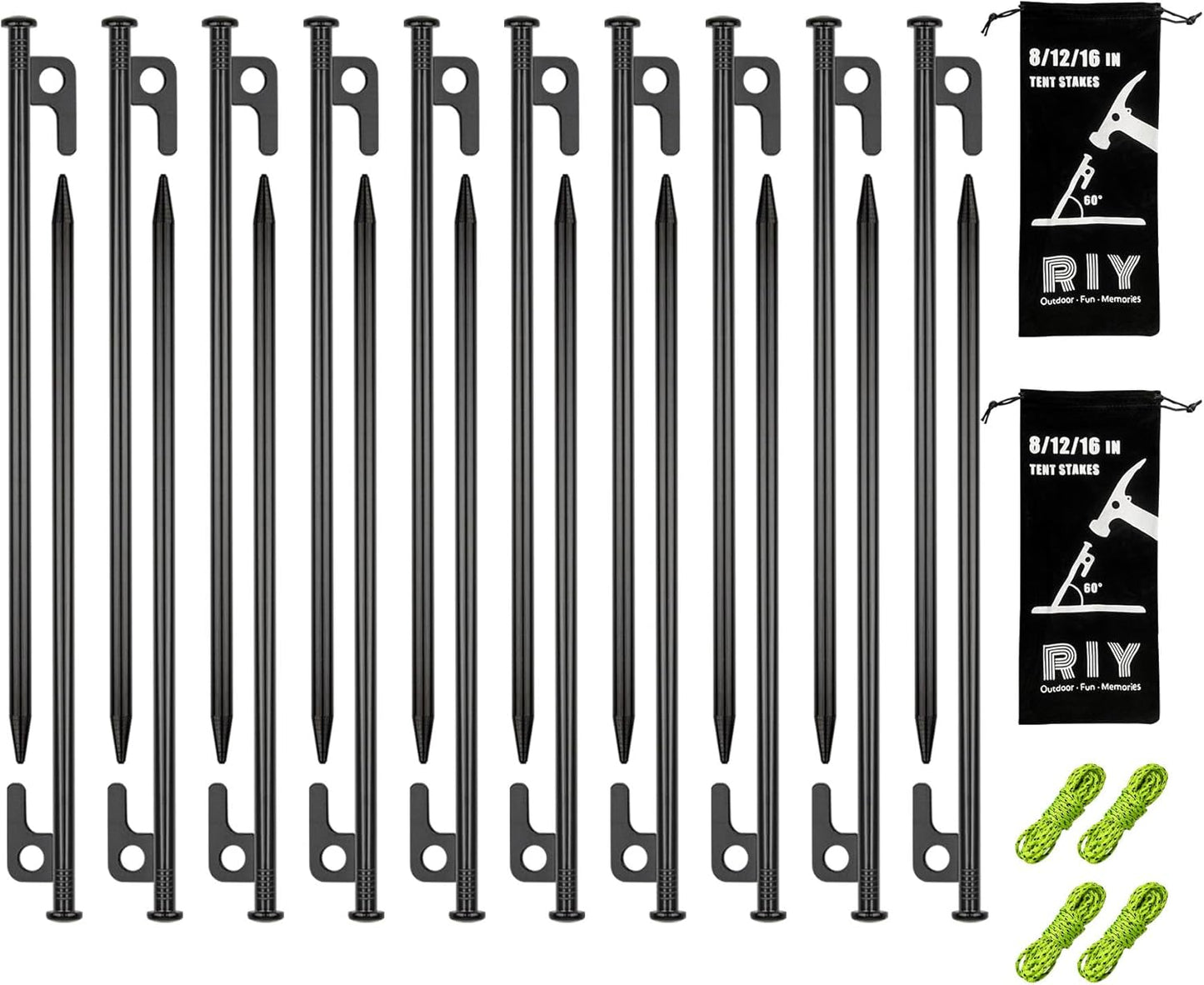20 Pack 12 in Heavy Duty Metal Tent Stakes for Camping Needs