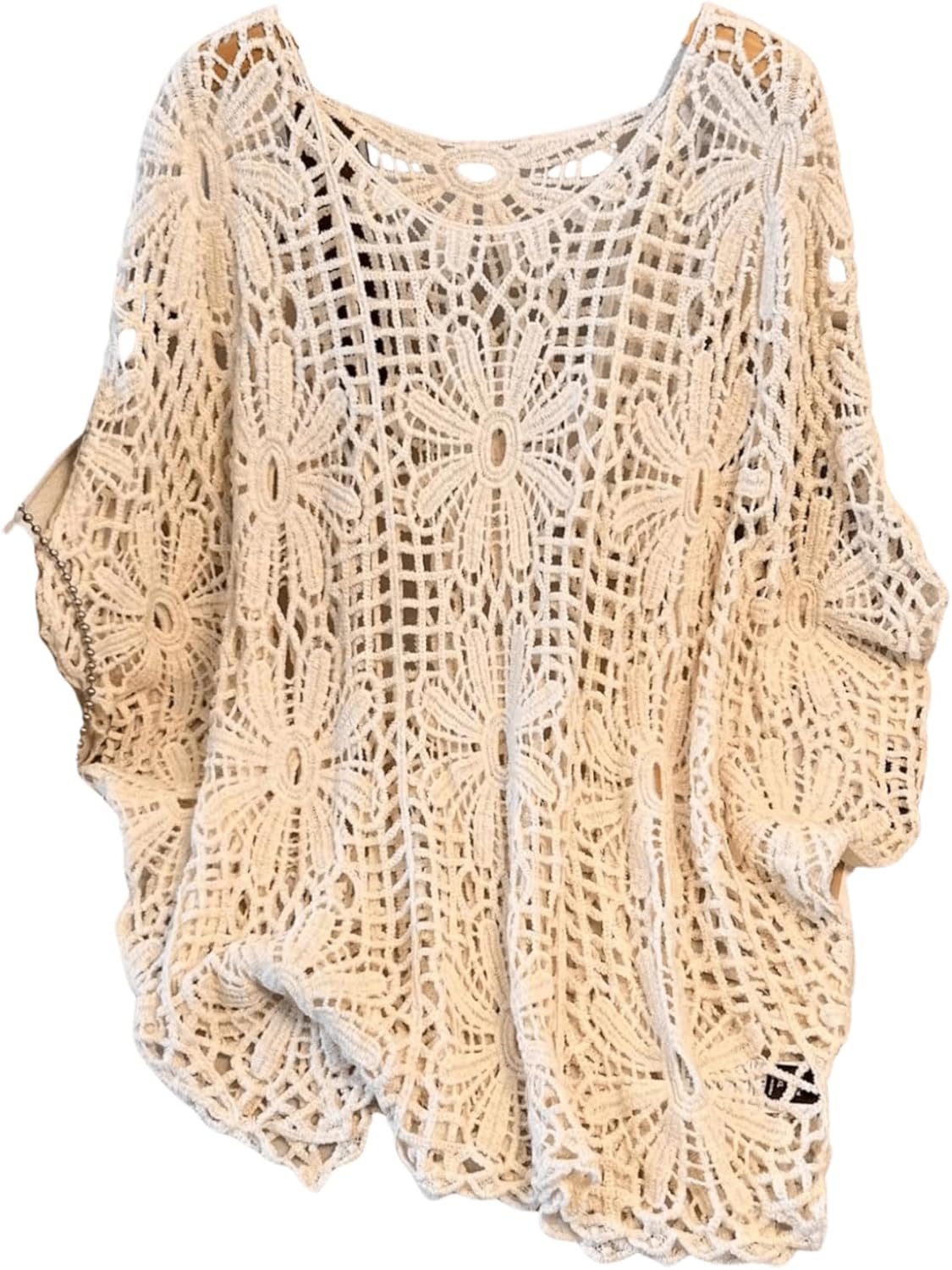 Plus Size Boho Crochet Sweater Beach Cover Up for Women