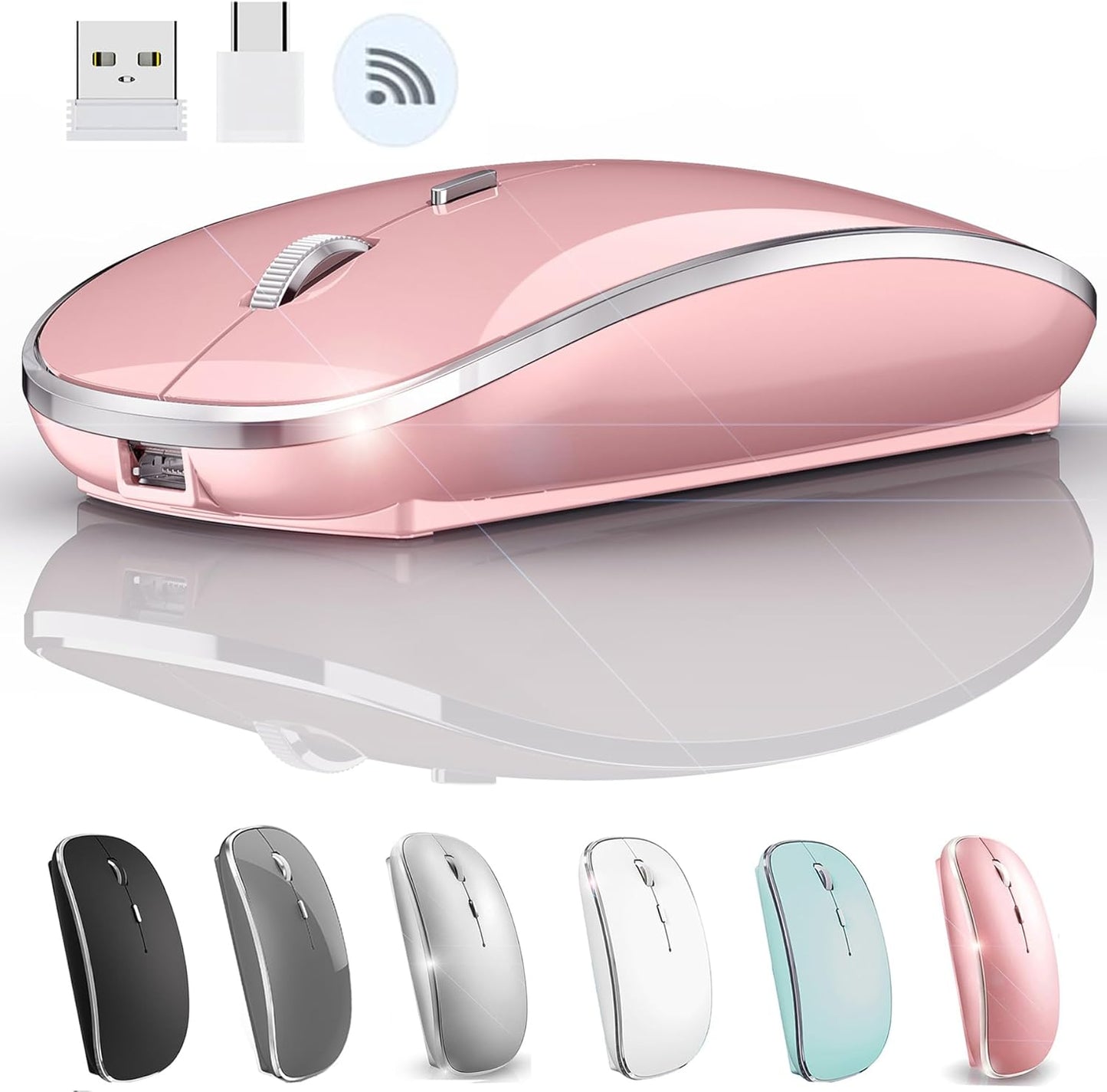 Rose Gold Wireless Mouse for Multi-Device Compatibility