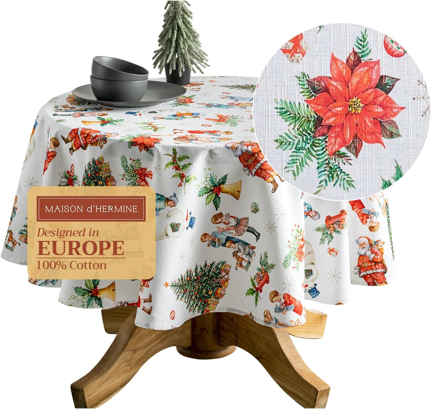Maison d' Hermine 63 Inch Round Tablecloth for Elegant Dining