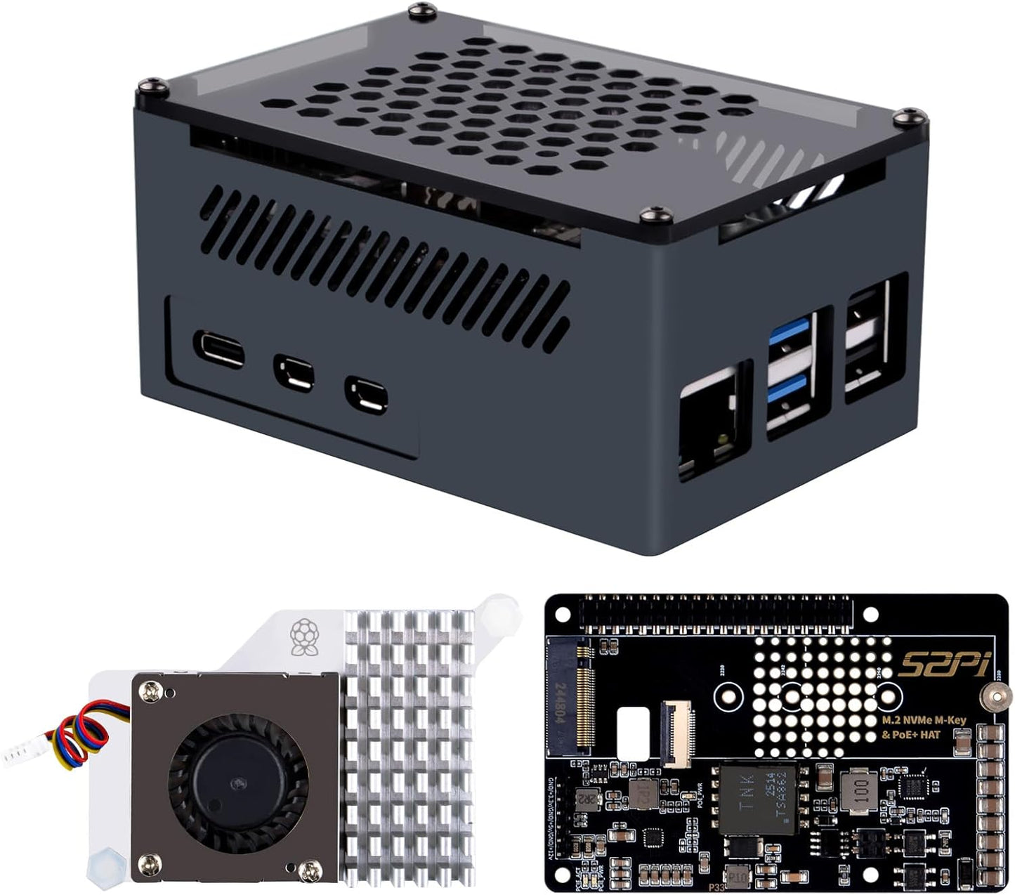 GeeekPi P33 M.2 NVME M-Key PoE+ Hat for Raspberry Pi 5