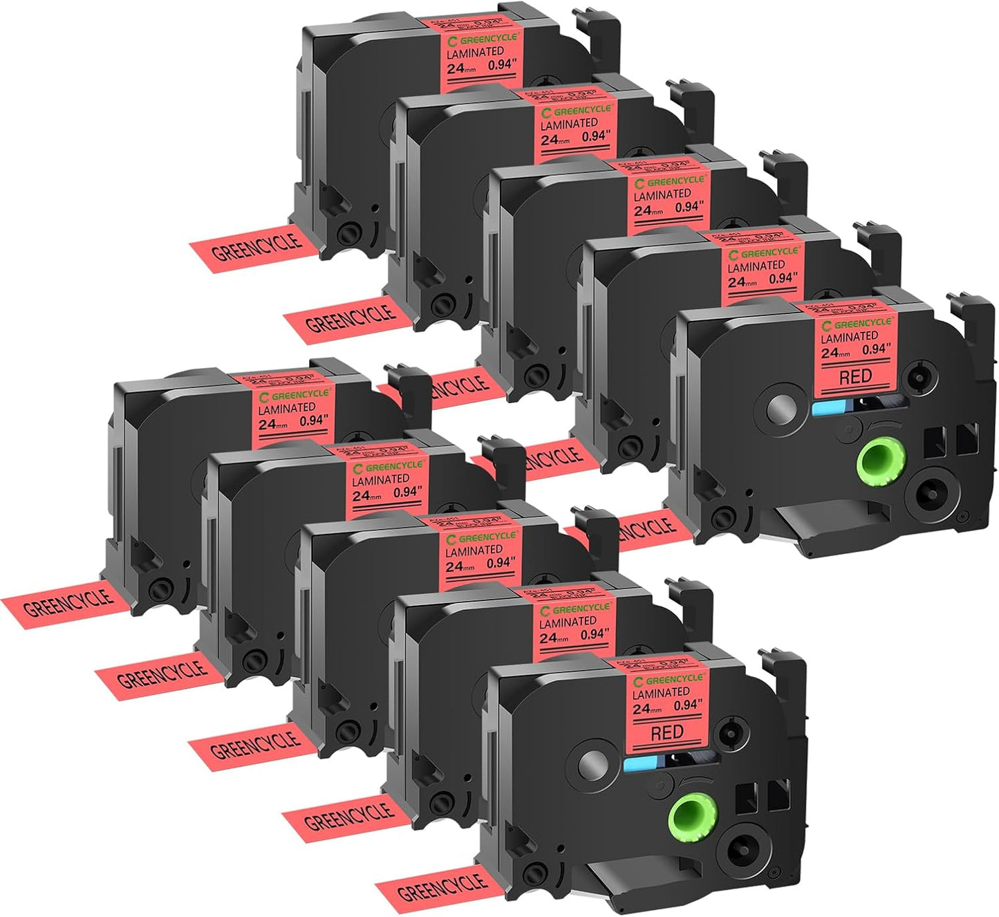 GREENCYCLE Compatible Ptouch TZe-451 Black on Red Label Tape