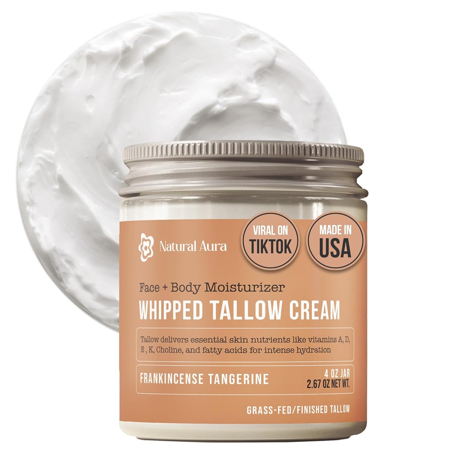 Whipped Beef Tallow for Skin - Natural Moisturizer 4oz