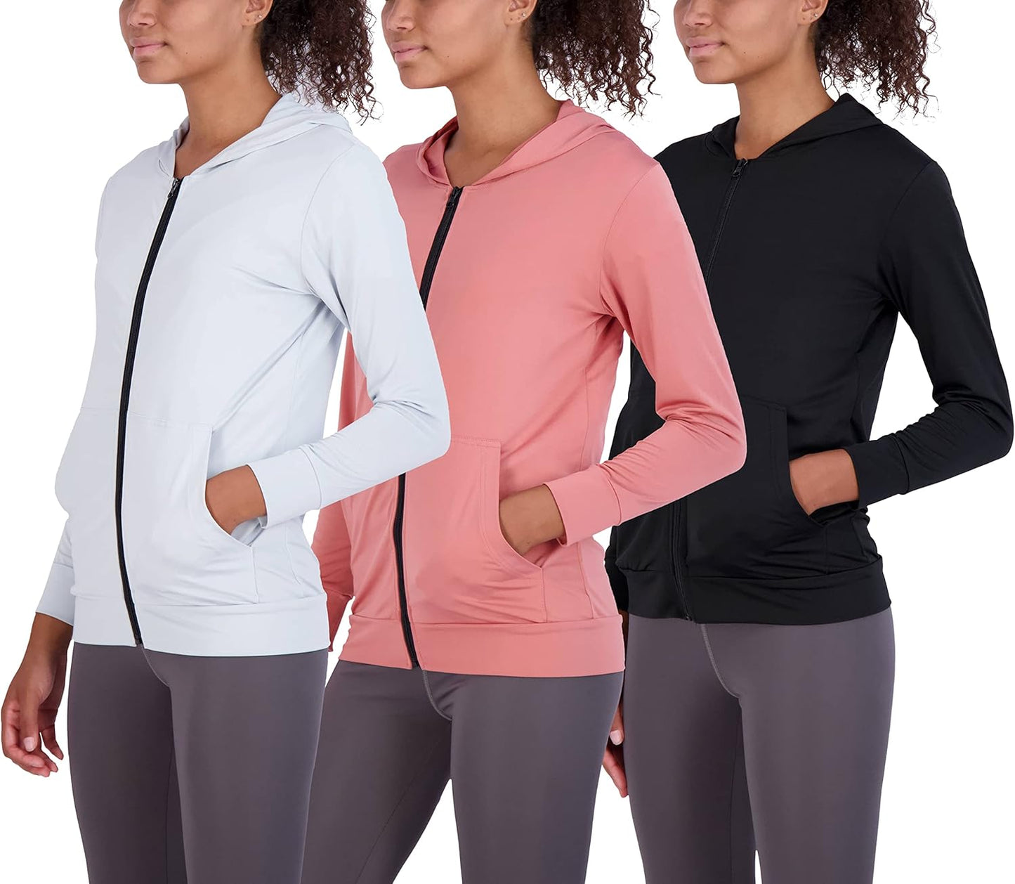 Womens Dry-Fit Long Sleeve Quarter Zip & Full Zip Up Hoodie