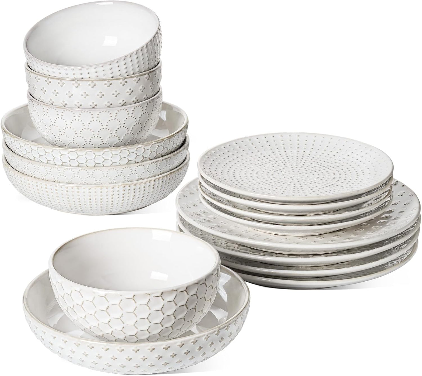 LE TAUCI 16 PCS Dinnerware Set for 4, Elegant Ceramic Plates