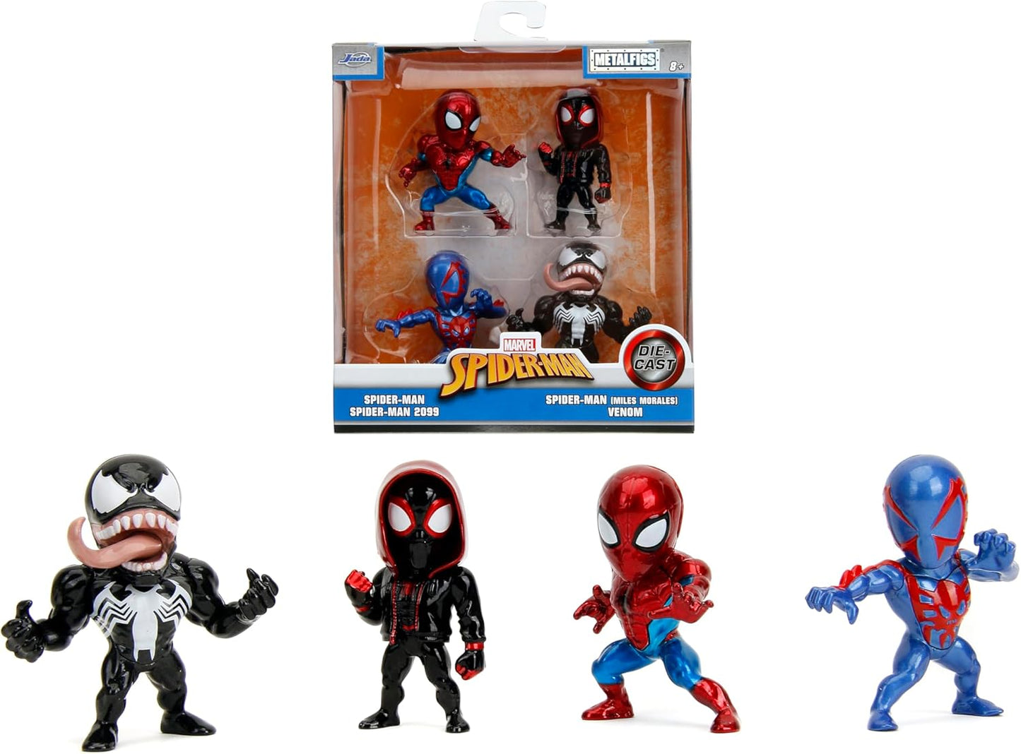 Jada Metalfigs 4 Pack: Classic & Modern Spider-Man Collectibles - Wave 2 - Ages 8+