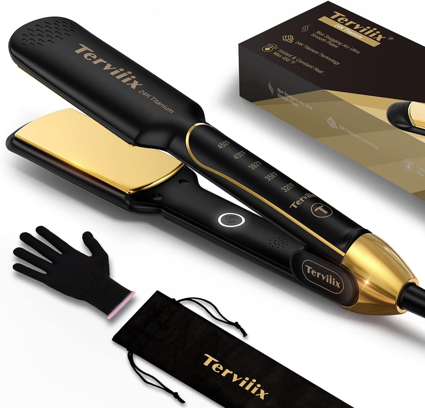 Terviiix Titanium Flat Iron for Smooth, One-Swipe Results
