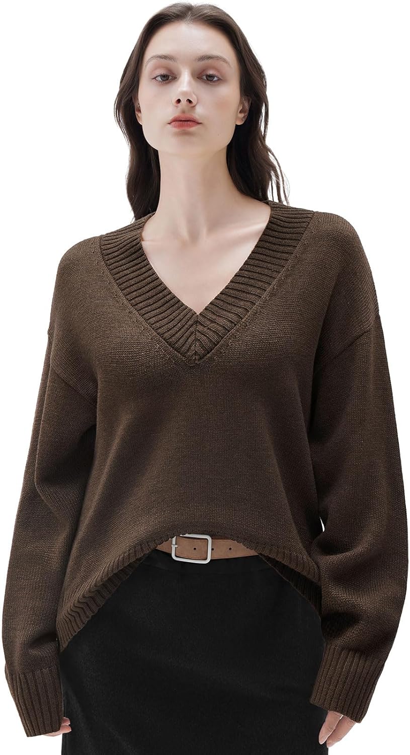 Cashmere Oversized V Neck Pullover Sweaters for Women
