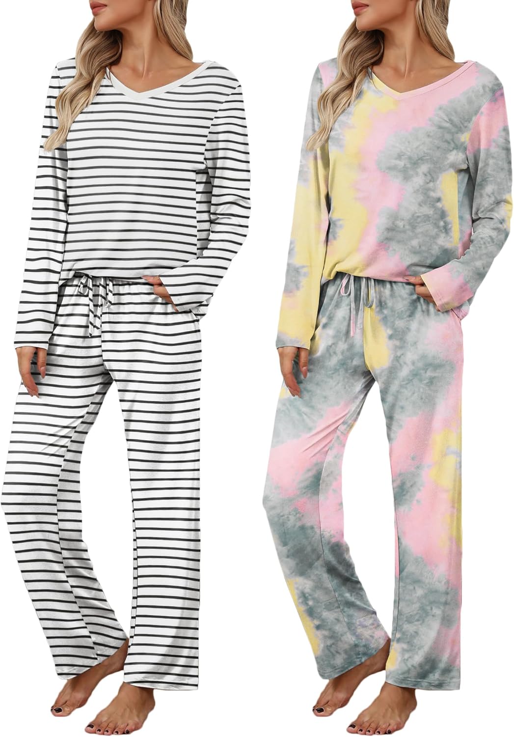 Ekouaer Womens 2 Pack Pajama Set for Cozy Loungewear Comfort