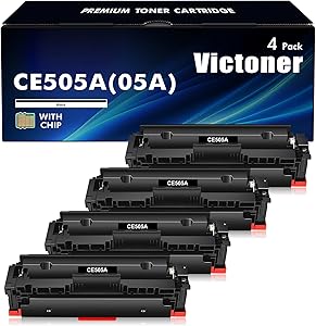 High Capacity CE505A Black Toner Cartridge 4 Pack for HP Printers