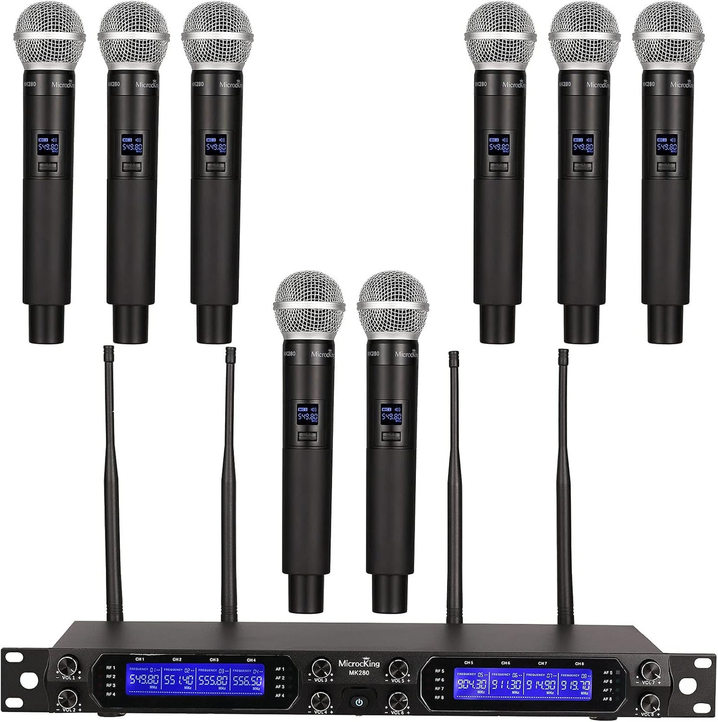 MicrocKing 8-Ch UHF Wireless Mic System - 400ft Range!