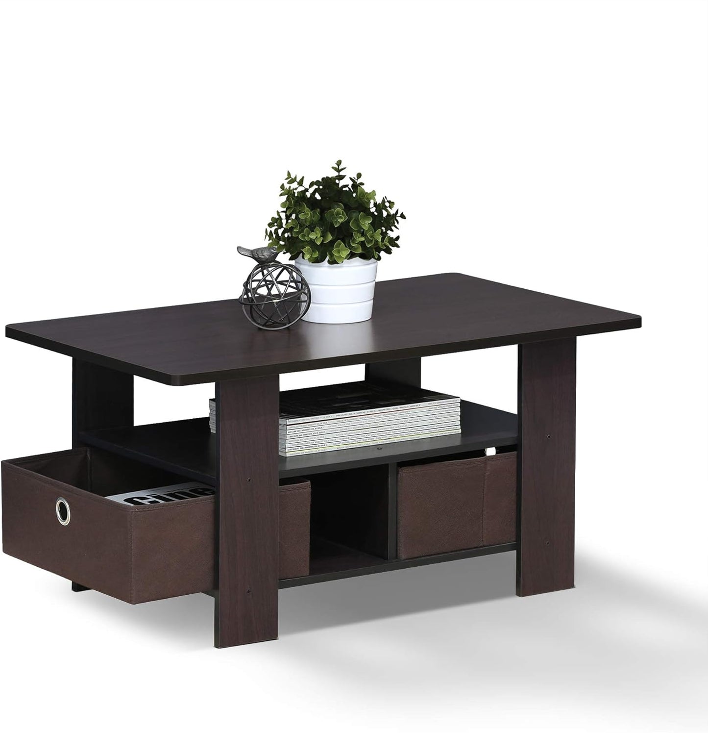 Furinno Andrey Coffee Table with Bin Drawer for Modern Spaces
