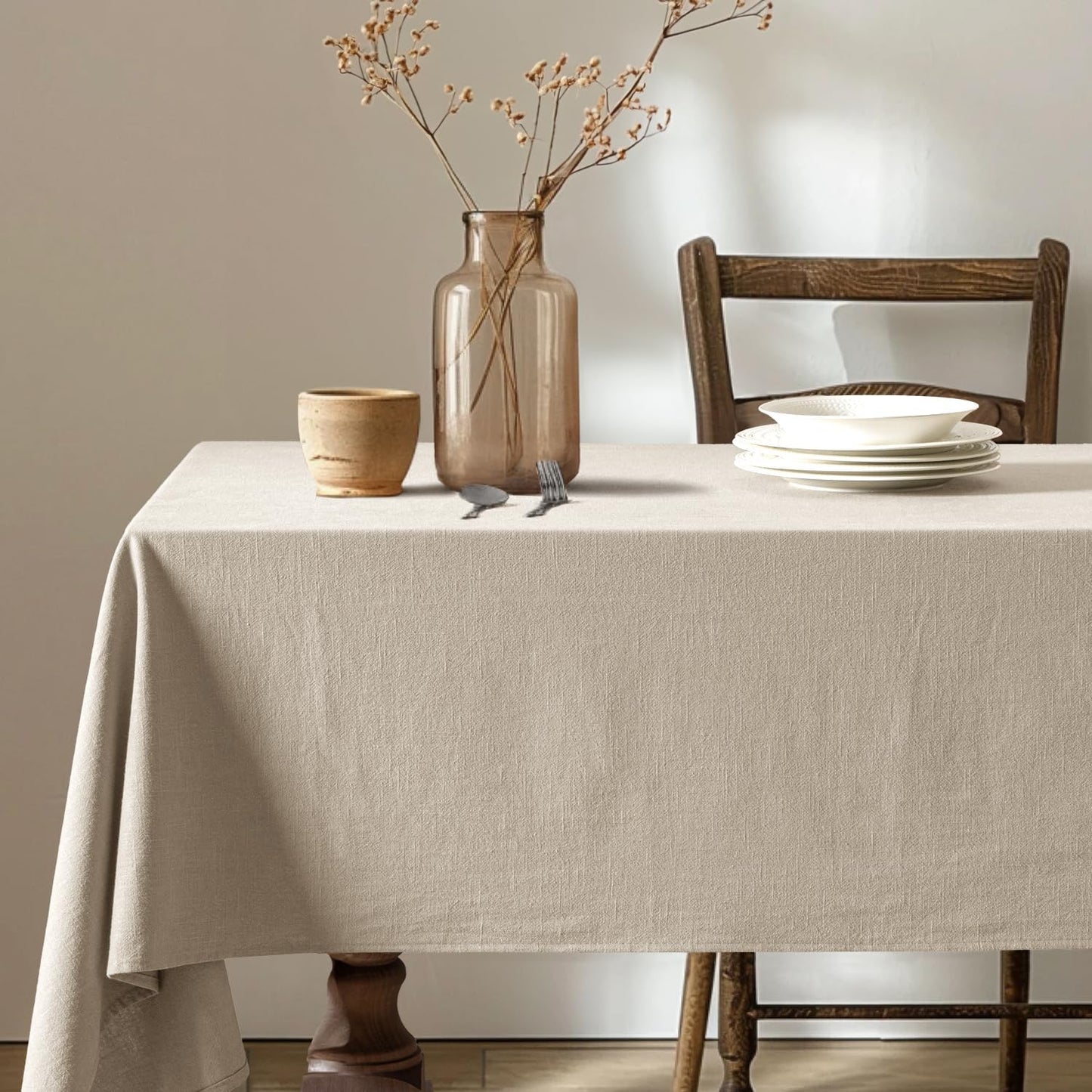 MIULEE Natural Linen Cotton Blend Tablecloth for Elegant Dining