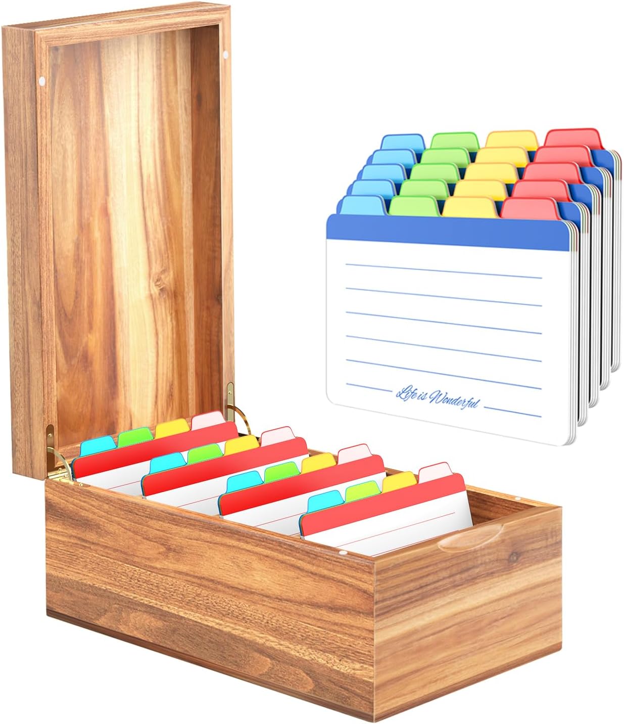 Neando 4x6 Index Card Holder - Acacia Wood Recipe Box