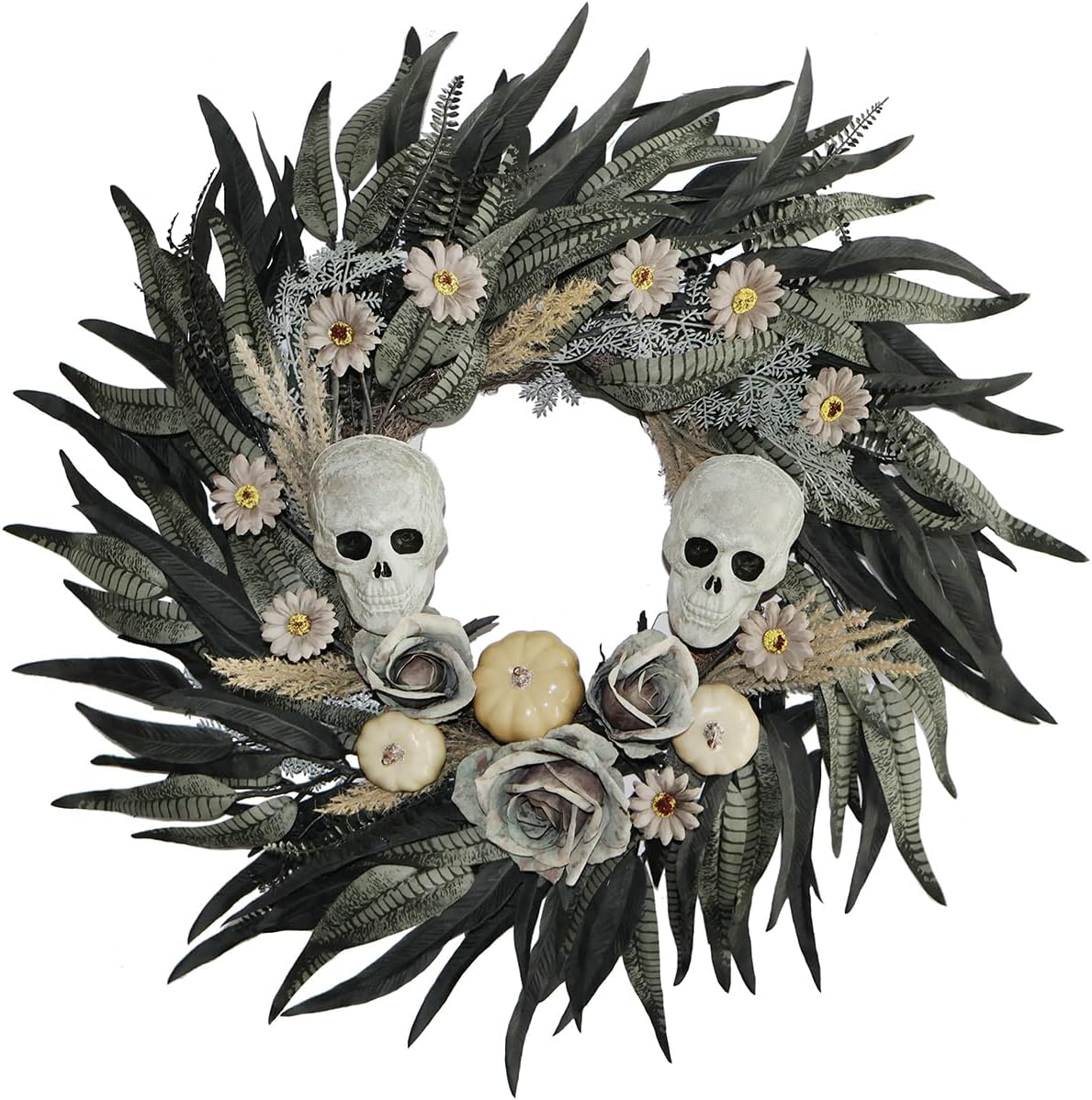 24 Inch Snakeskin Leaves Halloween Wreath for Spooky Decor
