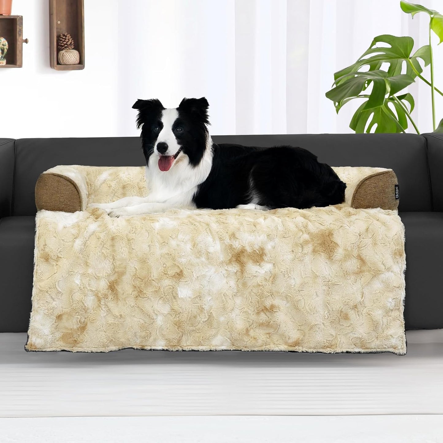Calming Dog Couch Bed for Large Dogs - Cozy Faux Fur Comfort