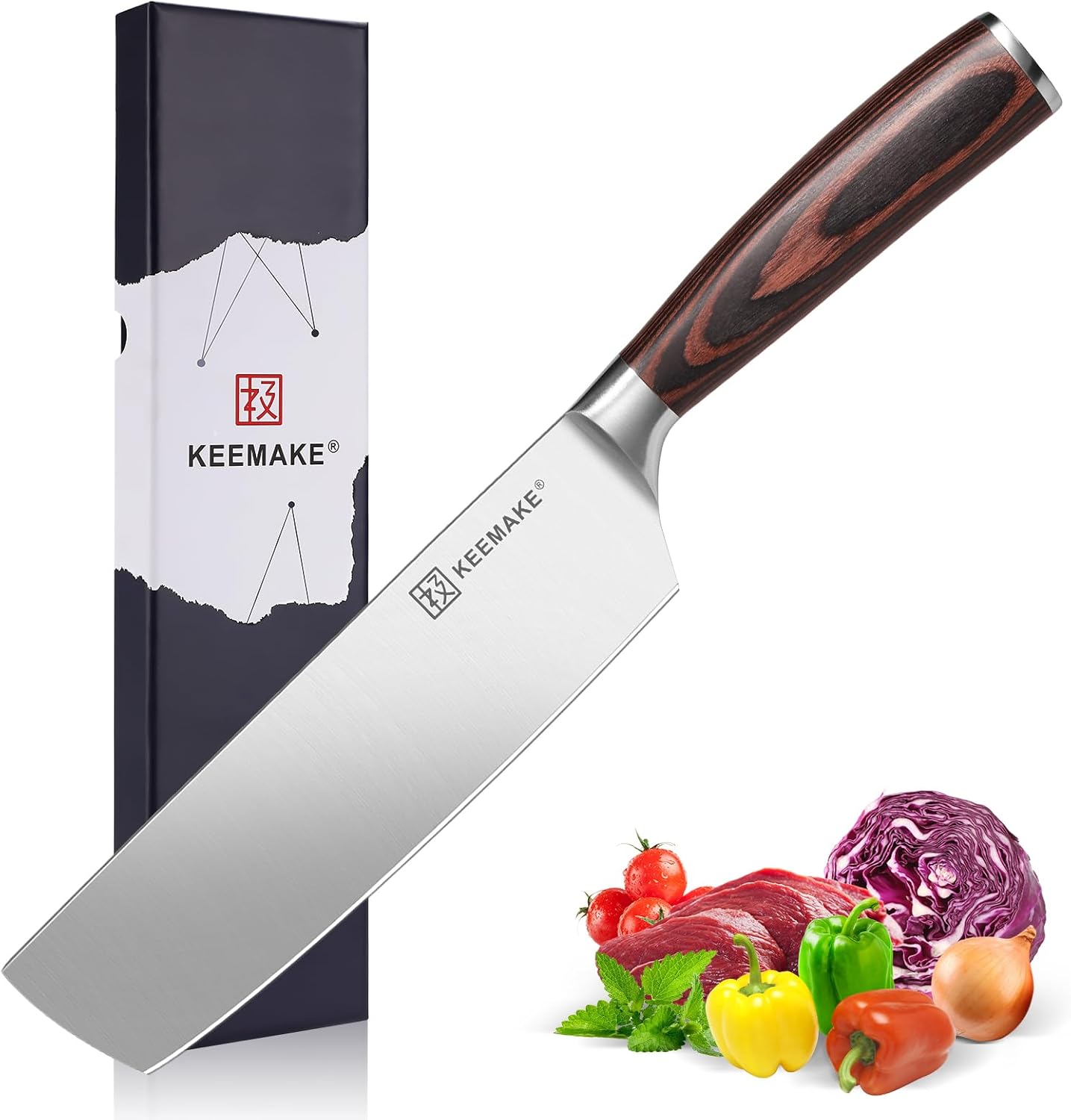 KEEMAKE Nakiri Knife 7 Inch - Premium Sharp Vegetable Cleaver