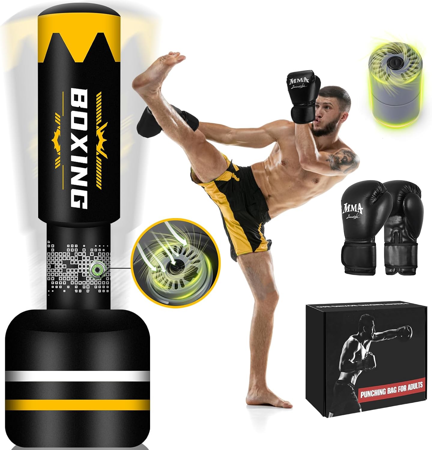 YORWHIN 71'' Standing Punching Bag - Auto Pump, Gloves - Train MMA Kickboxing