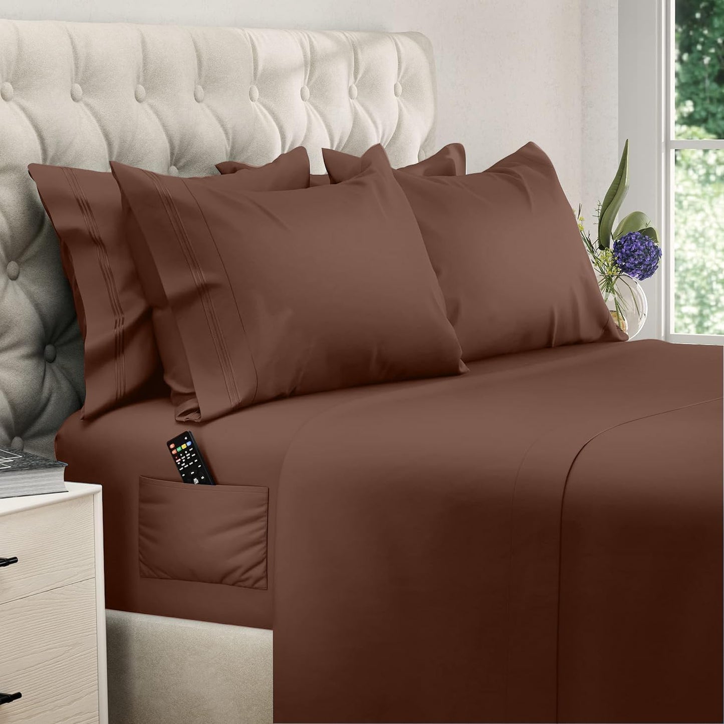 DREAMCARE Full Size Sheets Set - 6 Pcs Deep Pocket Cooling