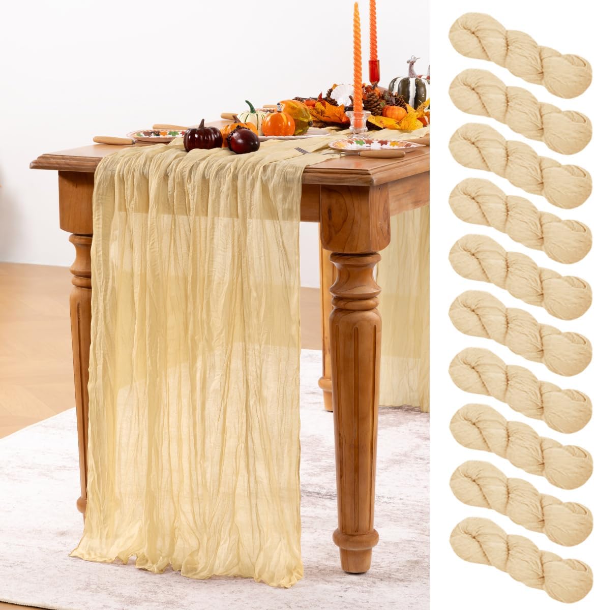 Champagne Gold Cheesecloth Table Runner for Elegant Events