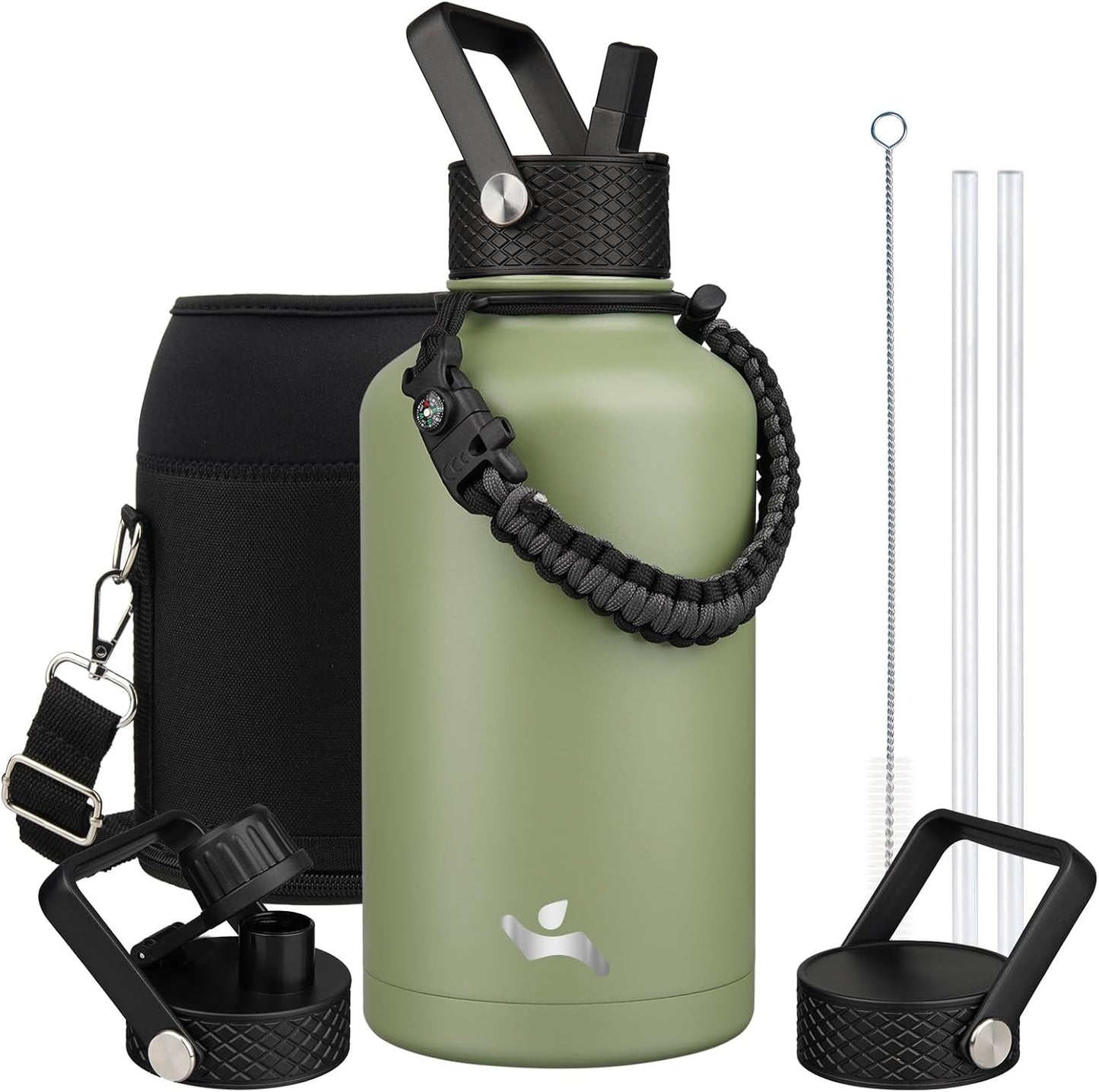 Half Gallon Insulated Water Bottle with Straw for Hydration