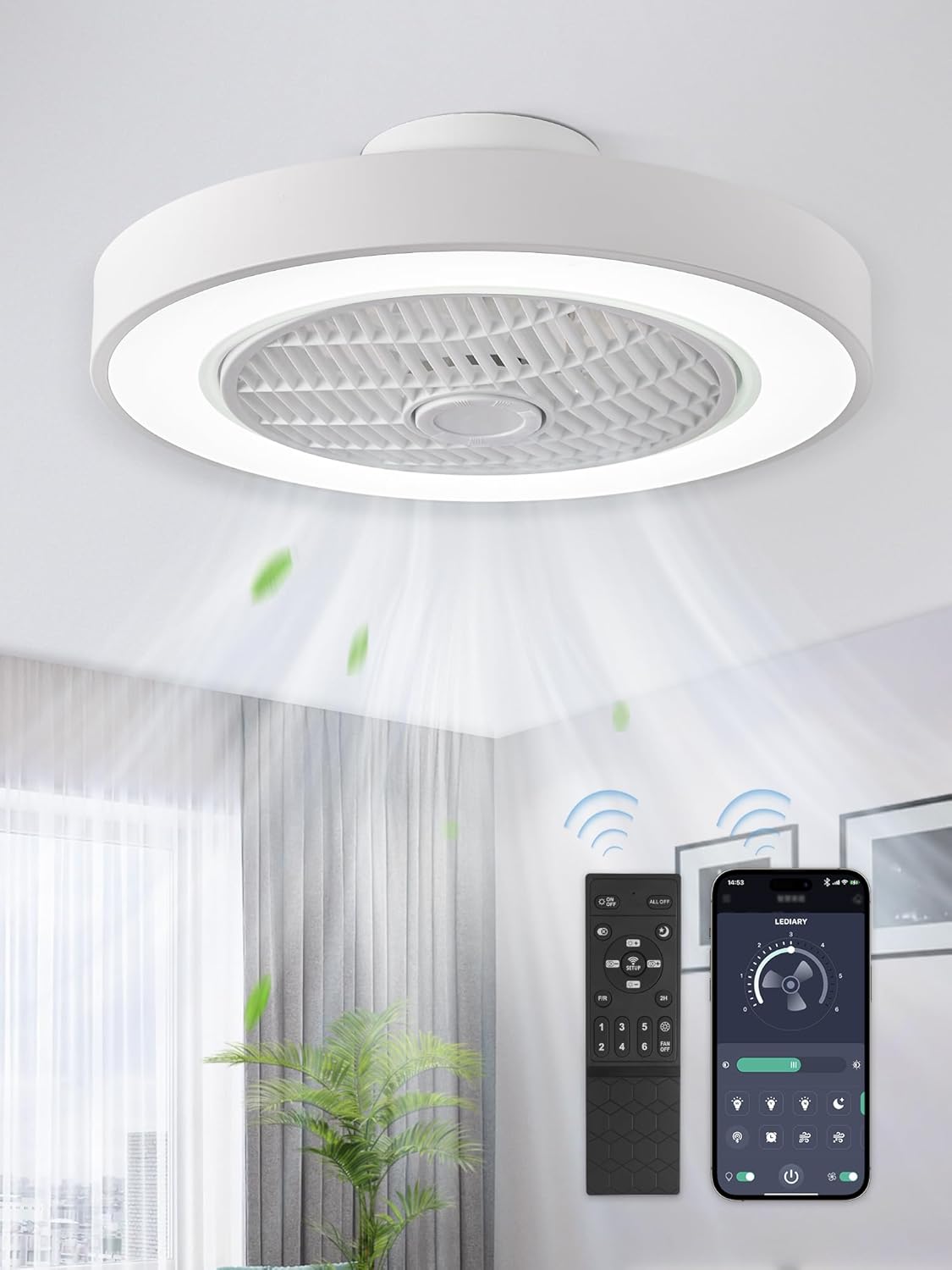 LEDIARY 20 Inch Low Profile Ceiling Fan With Light for Comfort