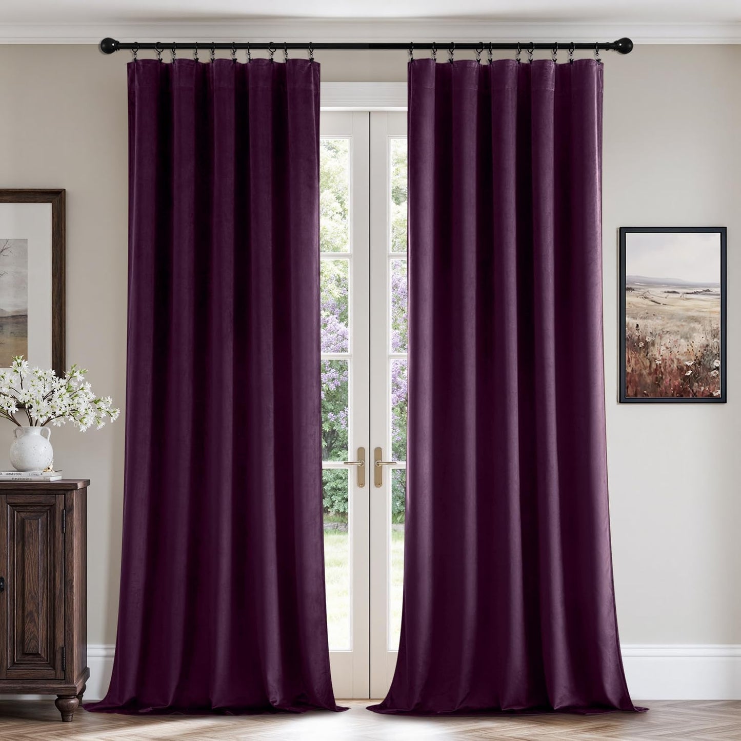 MIULEE Purple Orchid Velvet Curtains for Luxury Room Decor