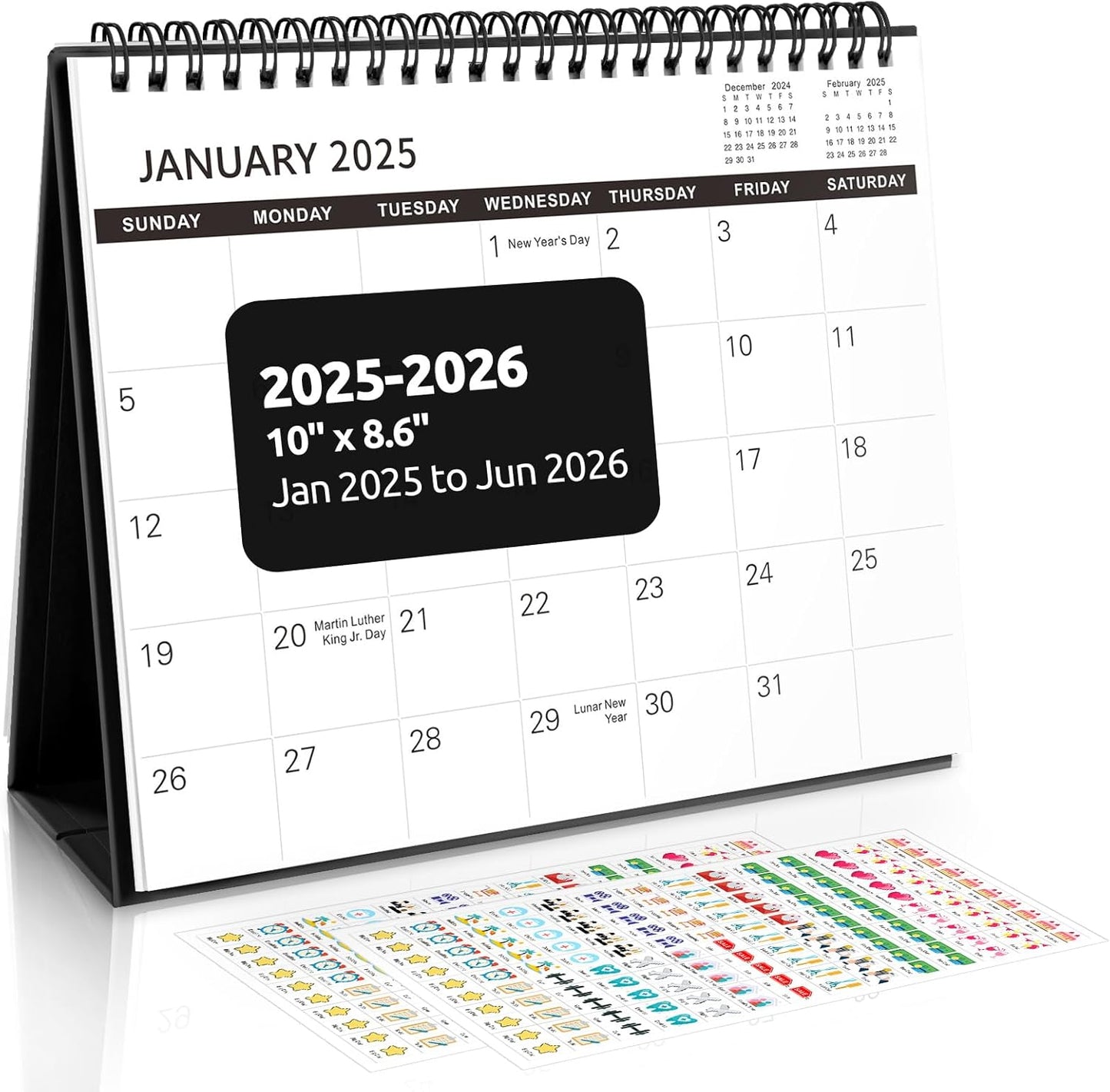 2025-2026 Small Desk Calendar with Stickers by SKYDUE
