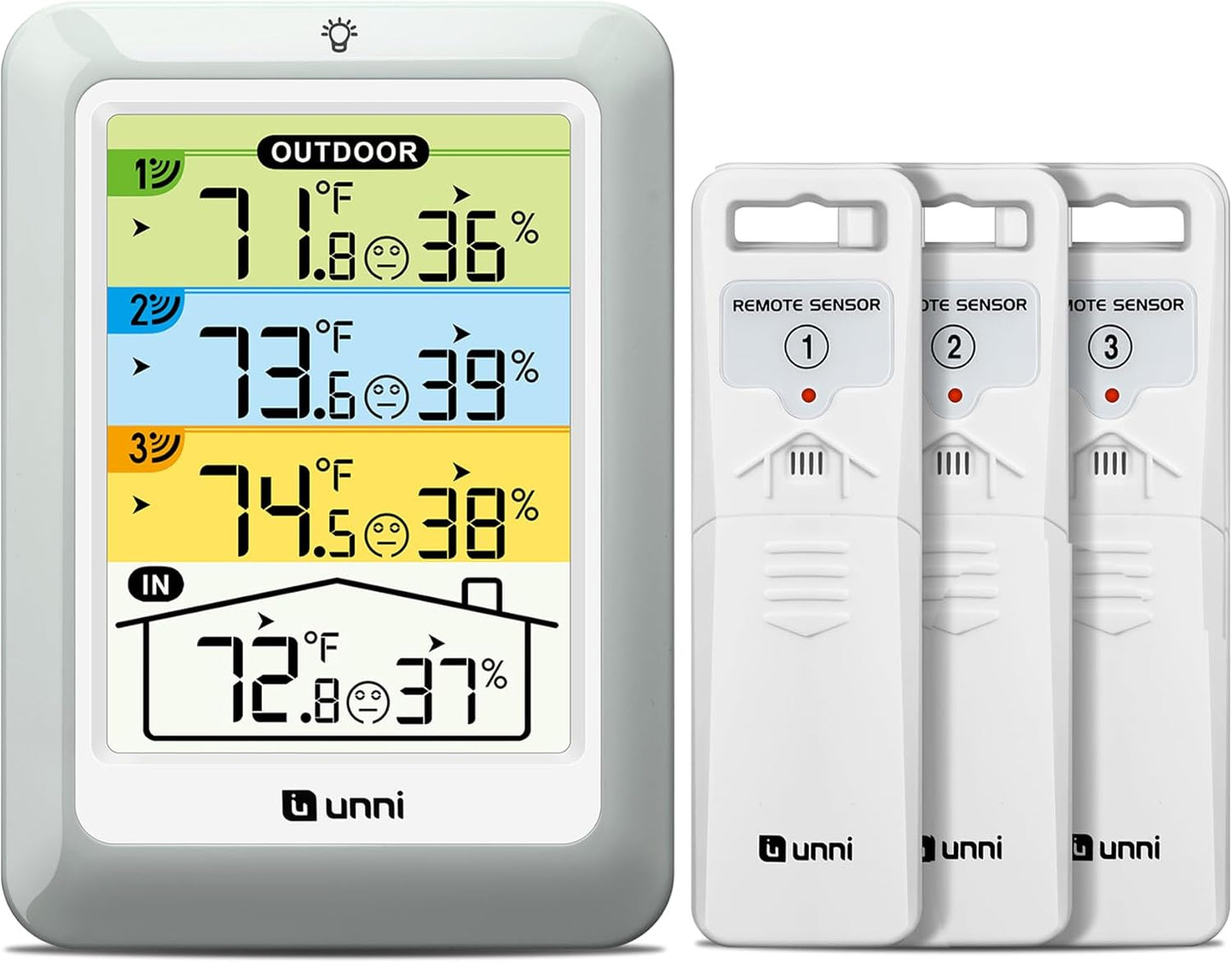 Indoor Outdoor Thermometer Wireless with 3 Sensors and Display