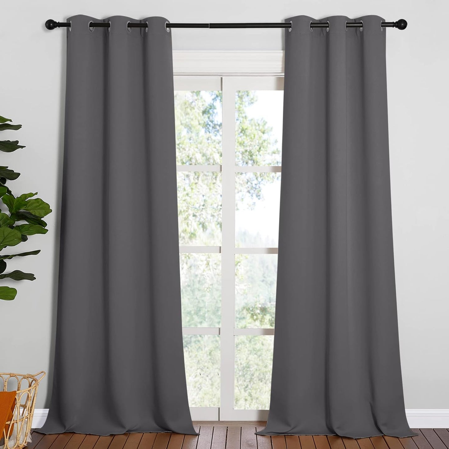 NICETOWN Thermal Insulated Blackout Curtains for Hall - Grey