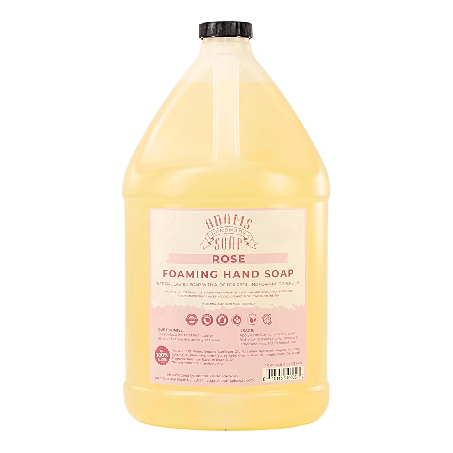 Adams Handmade Soap Liquid Foaming Soap 1 Gal - Eco-Friendly Rose
