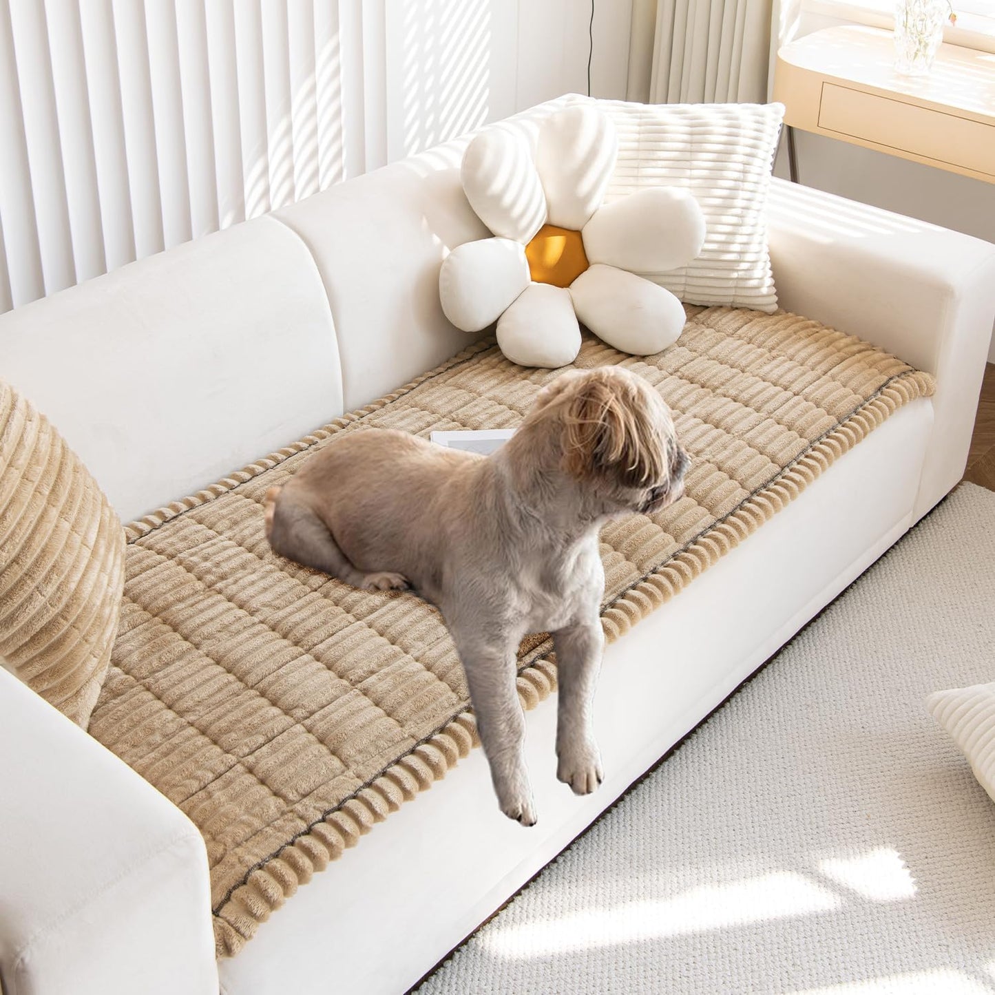 Non Slip Fuzzy Pet Couch Covers for Sofa - Durable Protection