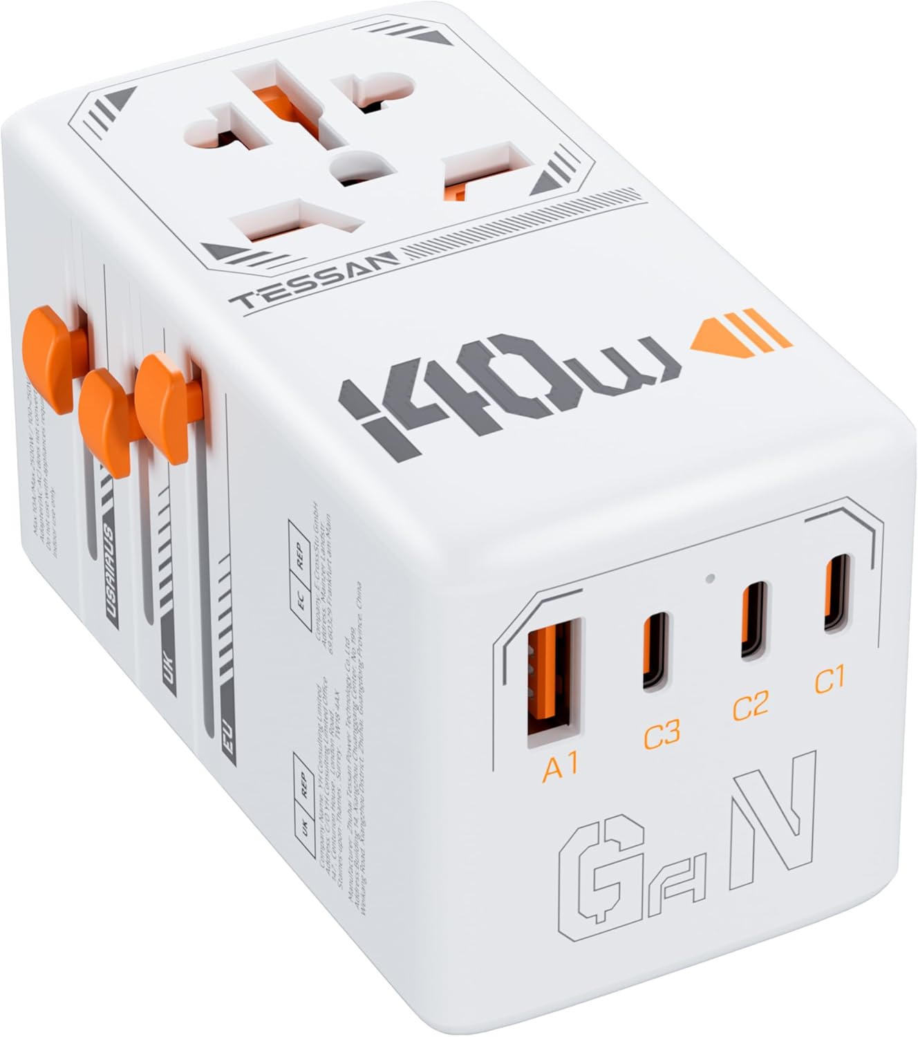 140W GaN Universal Travel Adapter for Worldwide Charging Needs