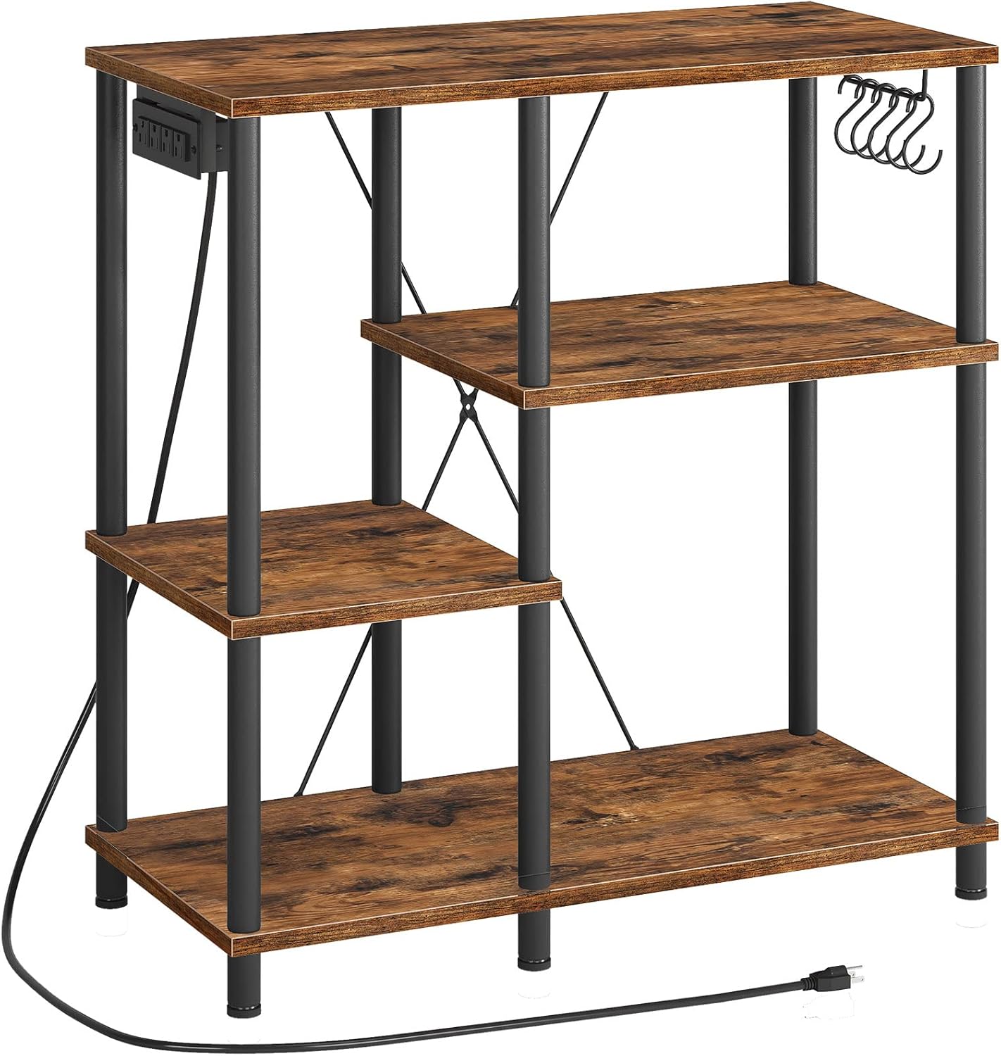 HOOBRO Bakers Rack with Power Outlet & Hooks