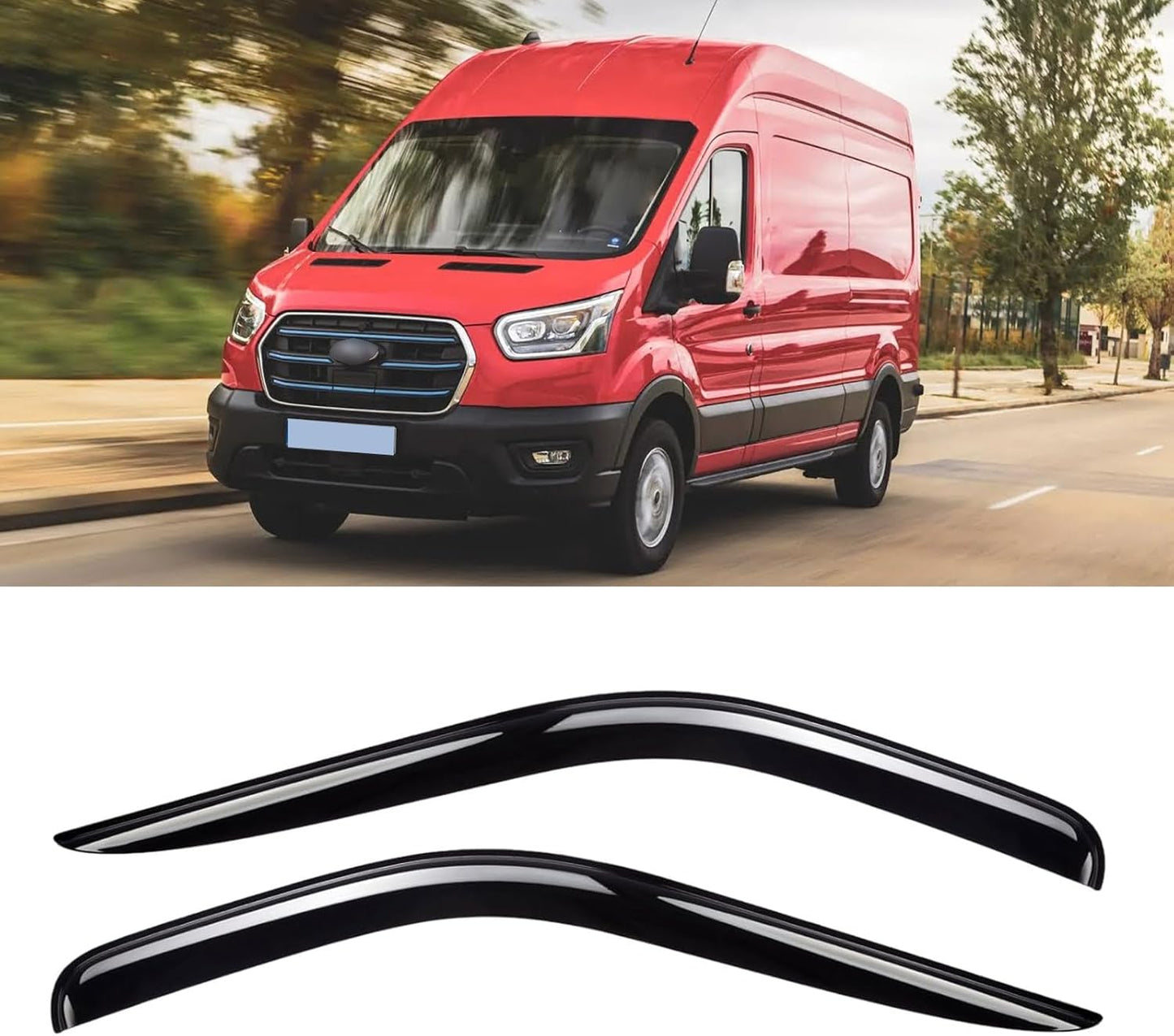 Window Rain Guards for 2014-2024 Ford Transit - Durable Visors