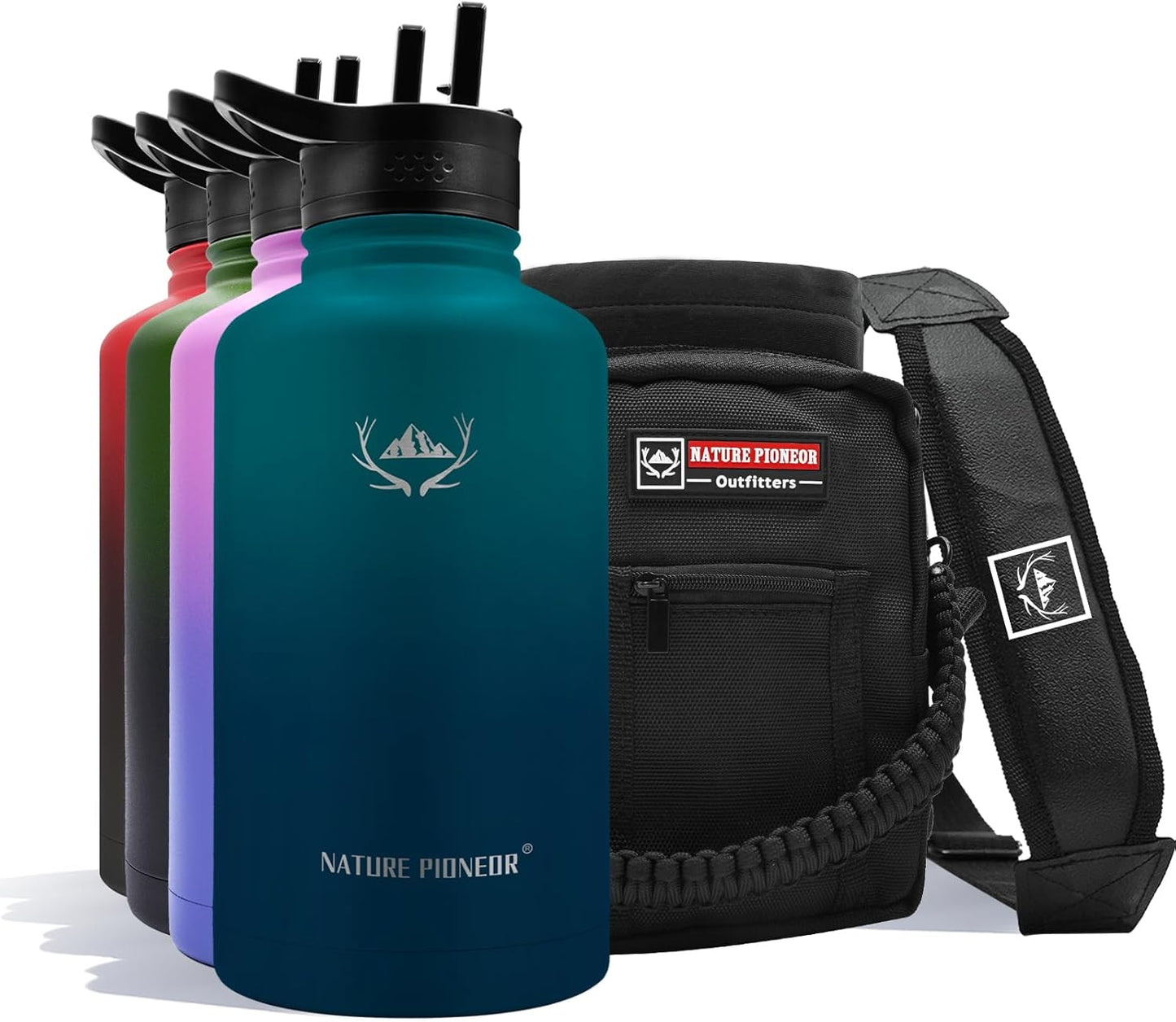 NATURE PIONEOR Insulated Water Bottles - 64oz Stainless Steel