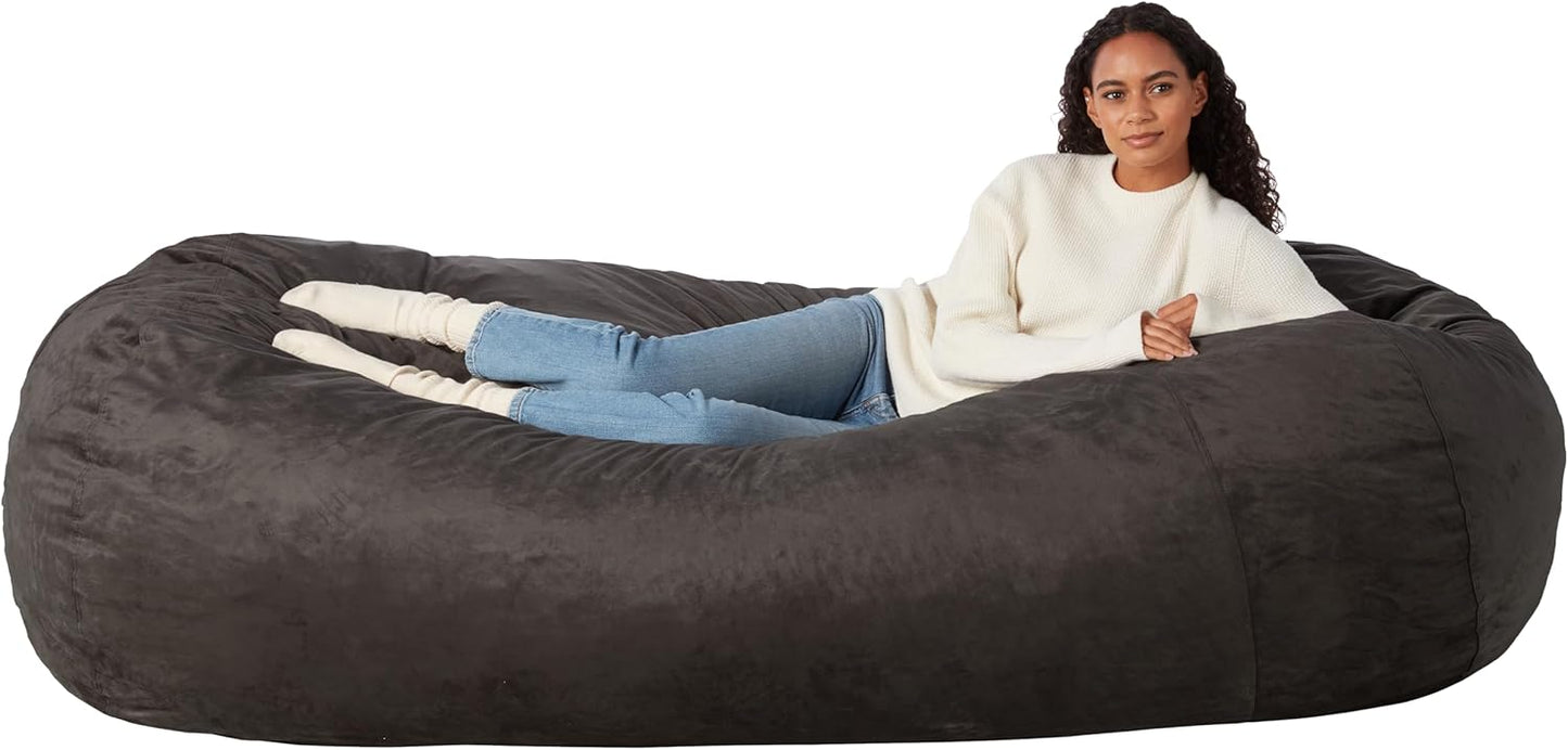 Large Bean Bag Chair for Adults - 7 ft Grey Memory Foam Comfort